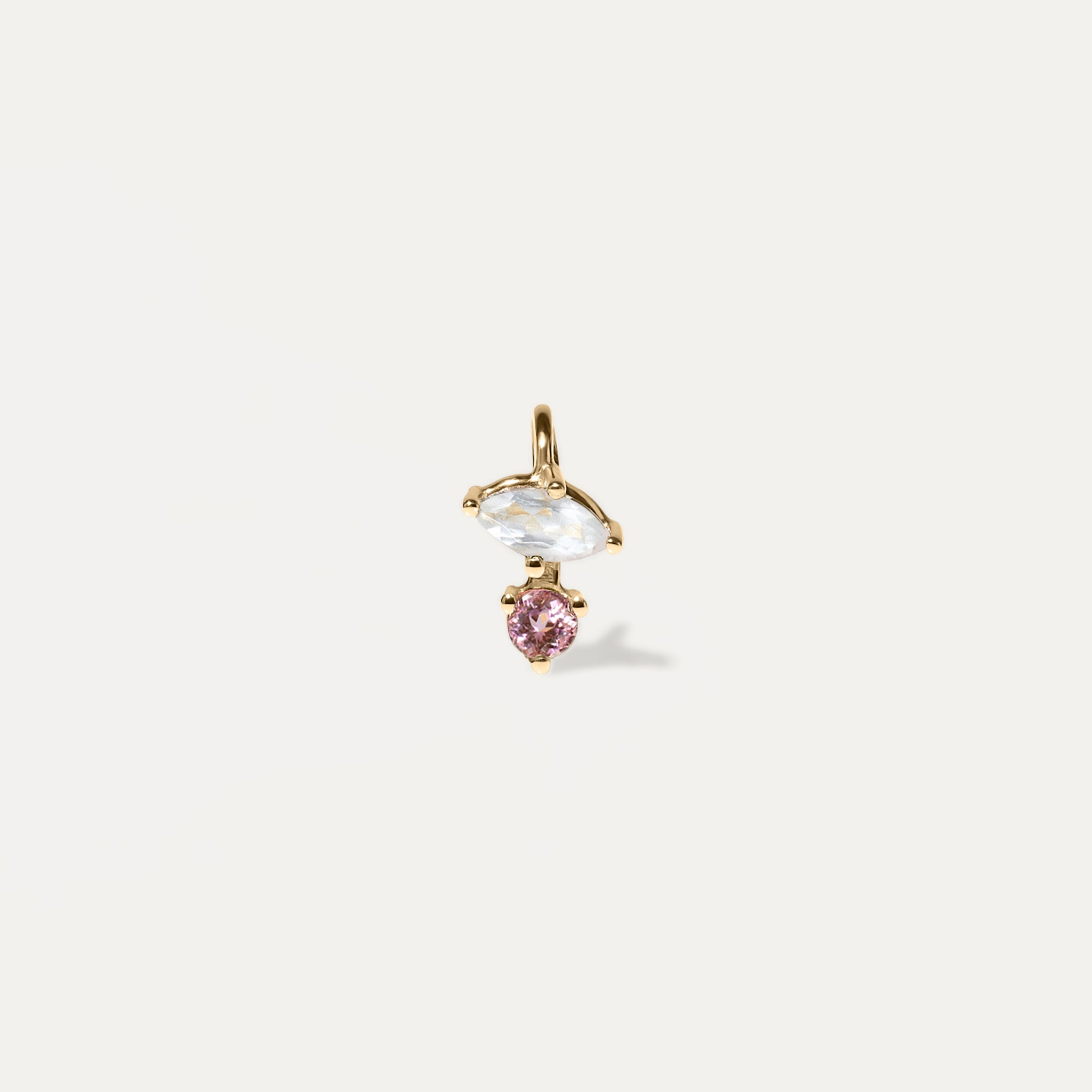 Mondstein & Rosa Turmalin Joy Anhänger | 585 Gold