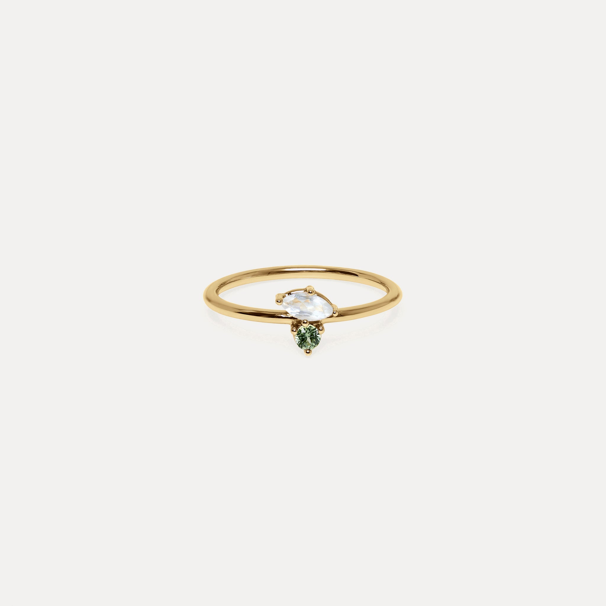 Mondstein & Grüner Saphir Joy Solitär Ring
