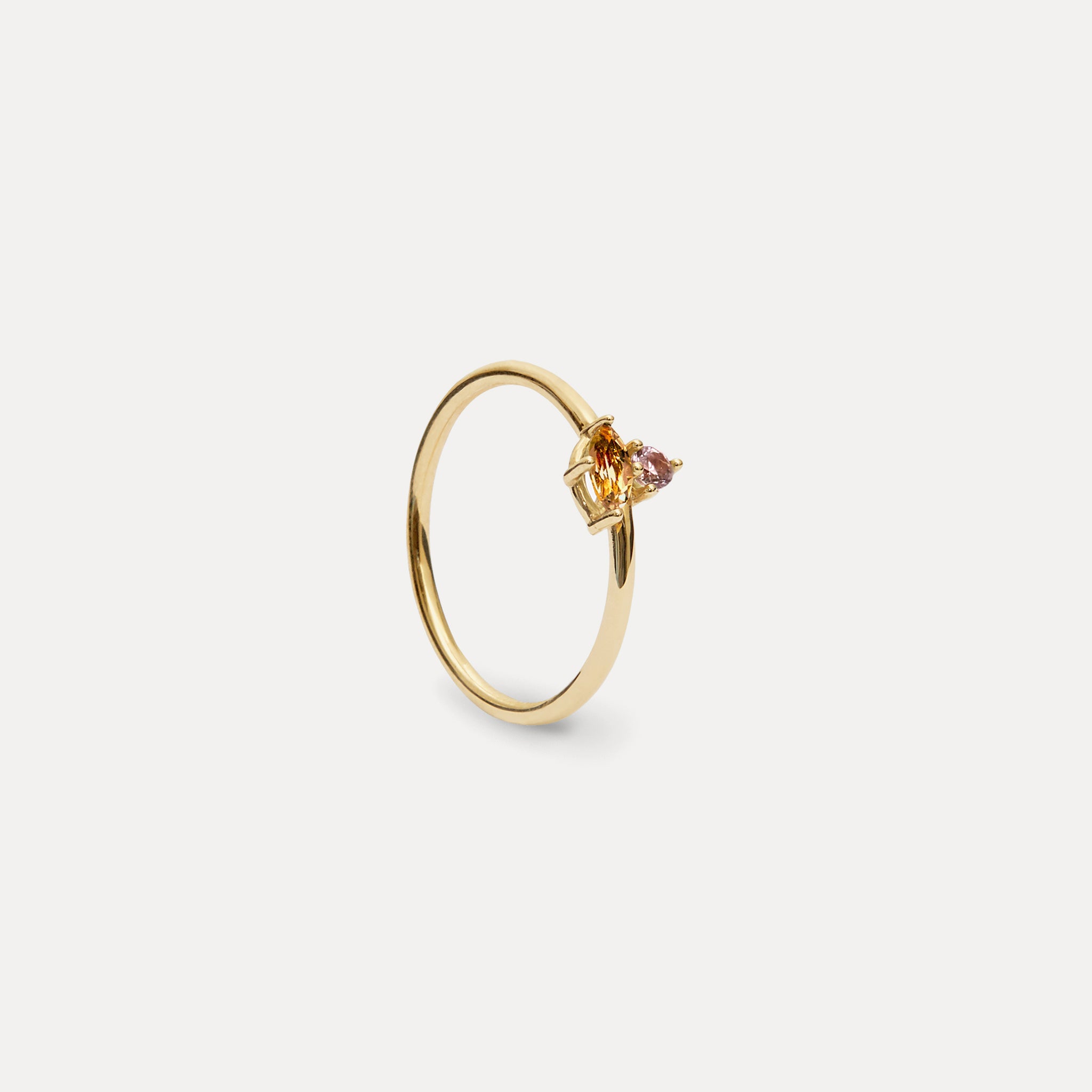 Citrin & Rosa Turmalin Joy Solitär Ring | 585 Gold