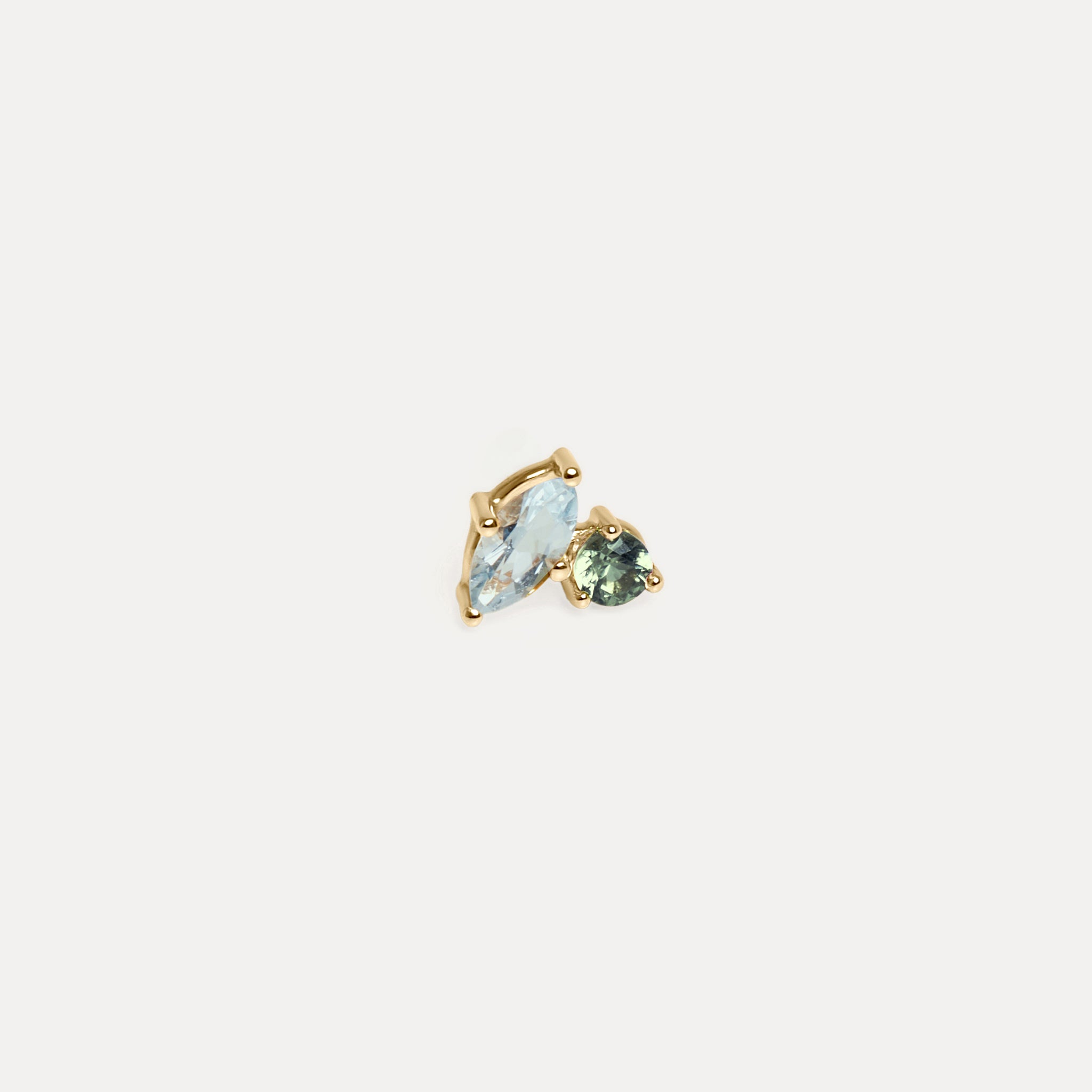 Aquamarin & Grüner Saphir Joy Ohrstecker Ohrringe - Single | 585 Gold