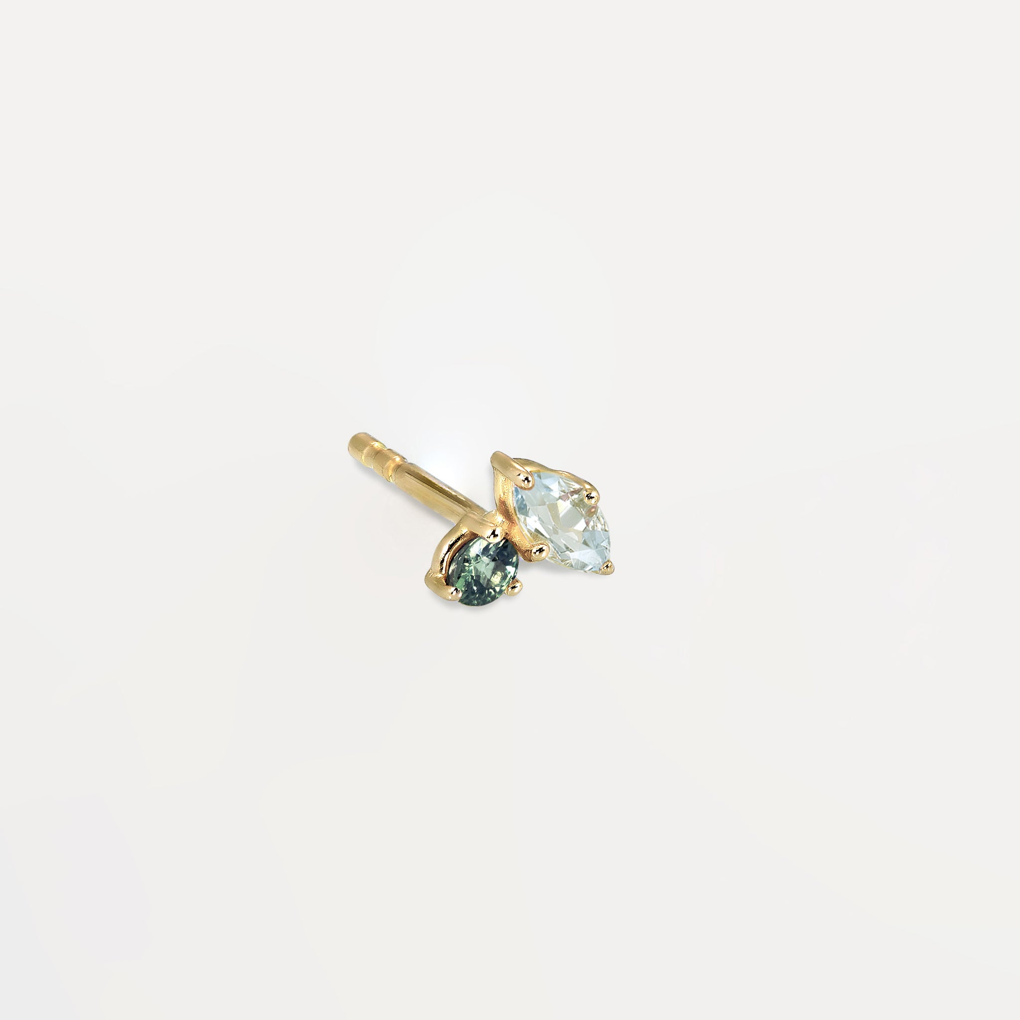 Aquamarin & Grüner Saphir Joy Ohrstecker Ohrringe - Single | 585 Gold
