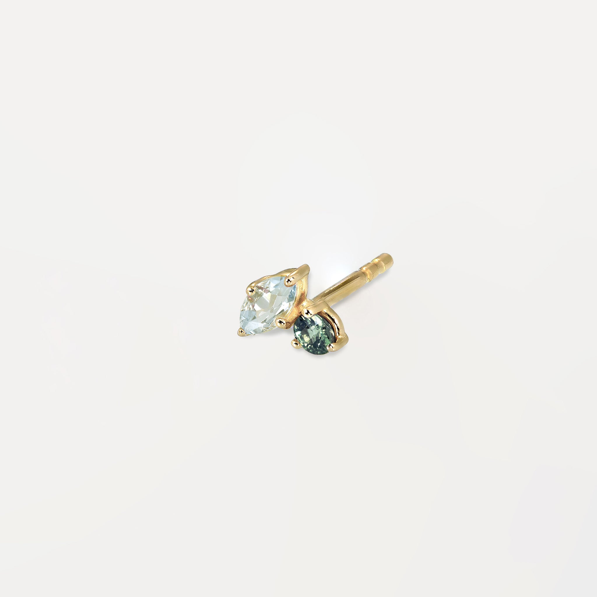 Aquamarin & Grüner Saphir Joy Ohrstecker Ohrringe - Single | 585 Gold