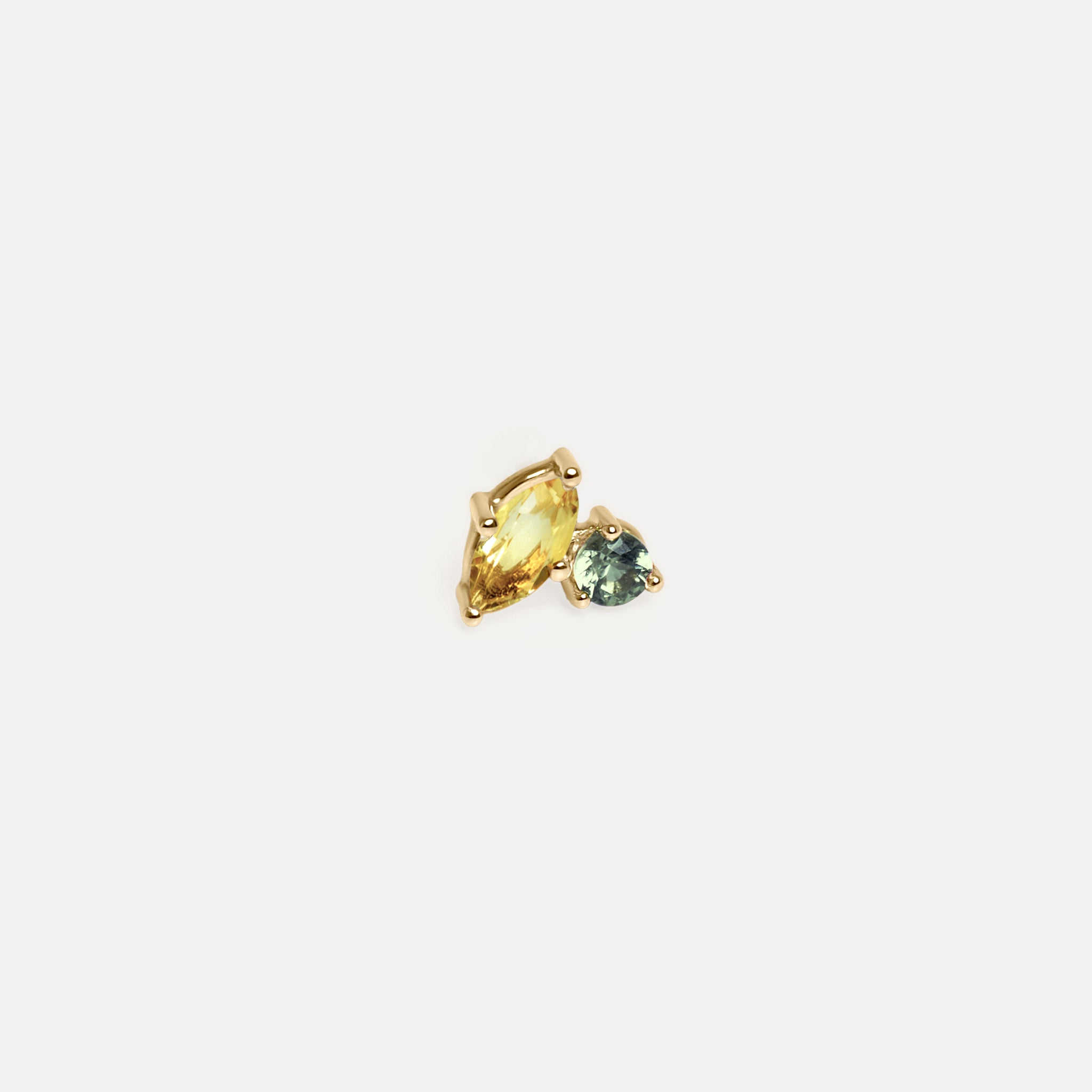 Citrin & Grüner Saphir Joy Ohrstecker - Single | 585 Gold