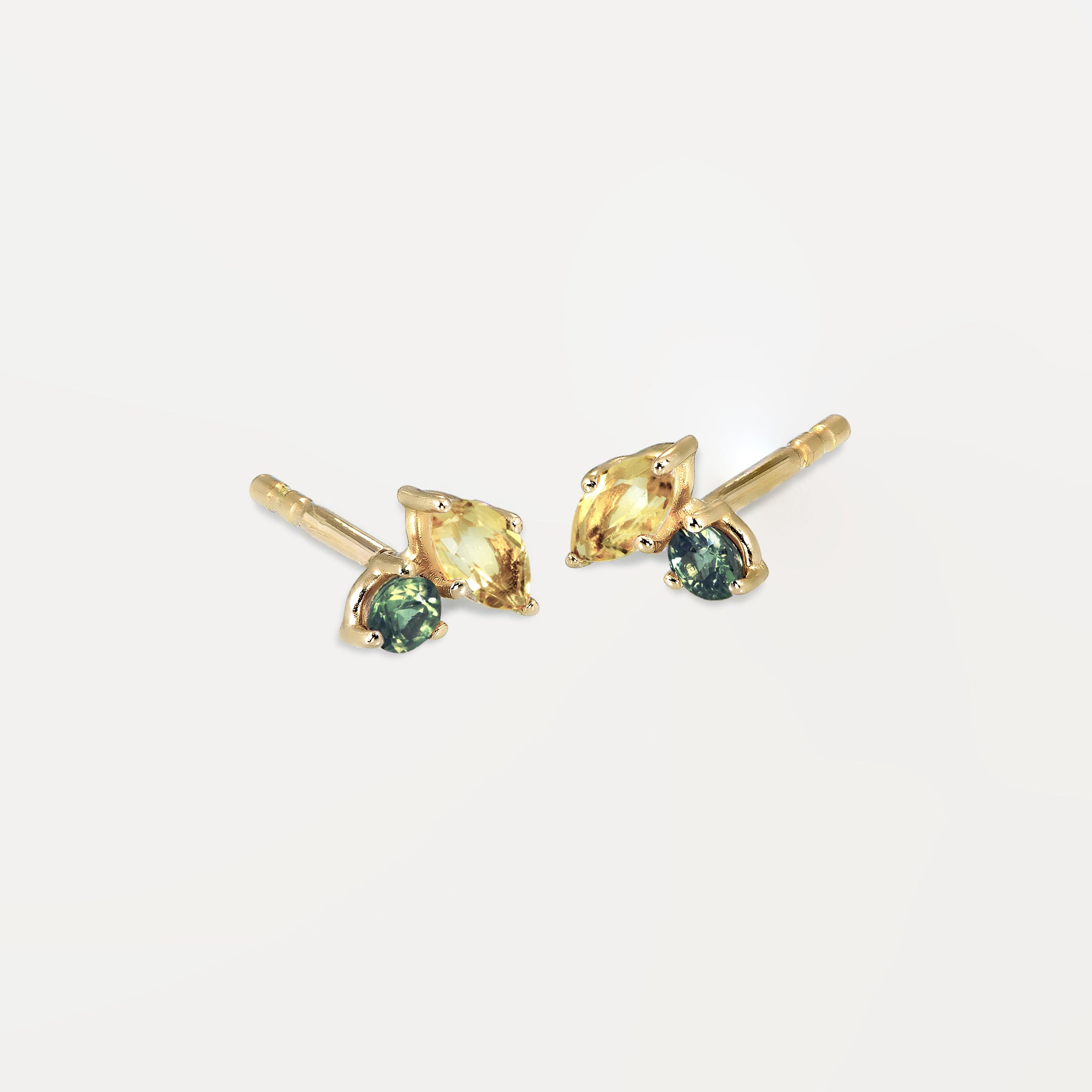 Citrin & Grüner Saphir Joy Ohrstecker | 585 Gold