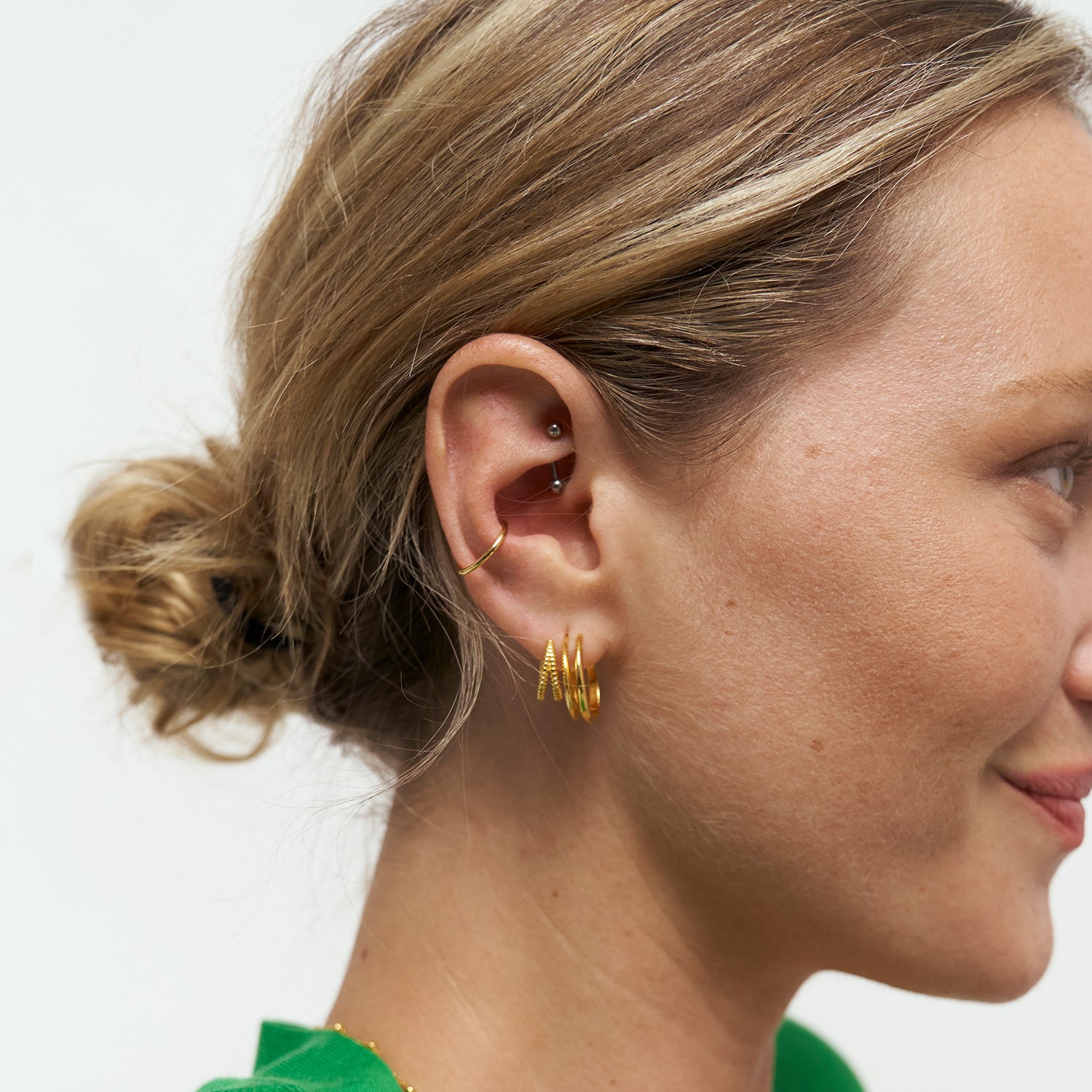 Snake Tail Triple Creolen Ohrringe | 585 Gold