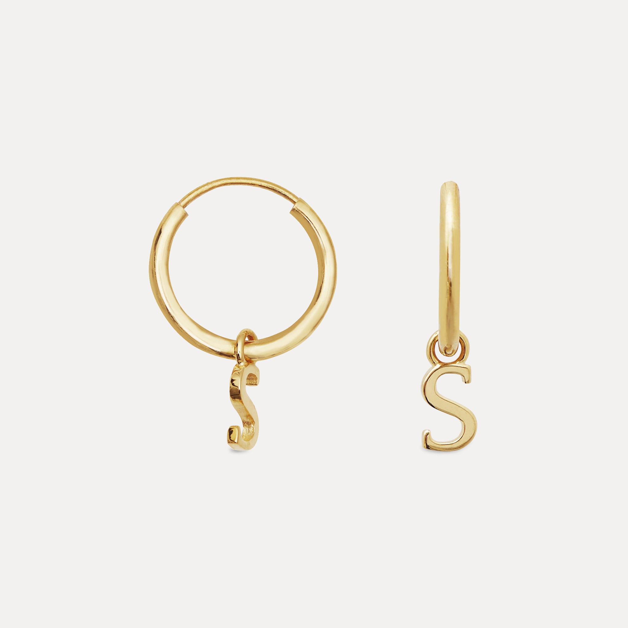 Mini Initial Creolen Ohrringe Klein | 585 Gold