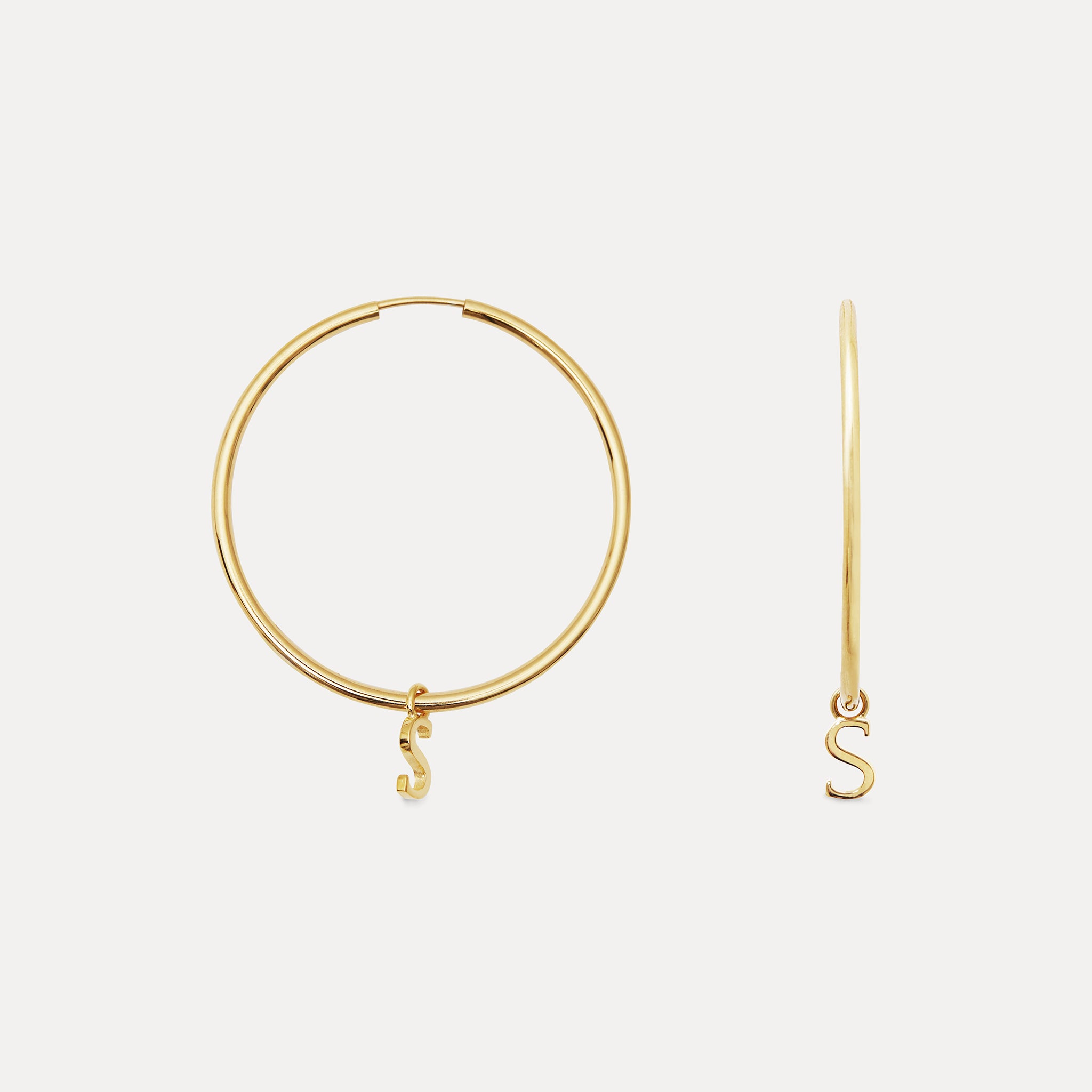 Mini Initial Creolen Ohrringe Groß | 585 Gold