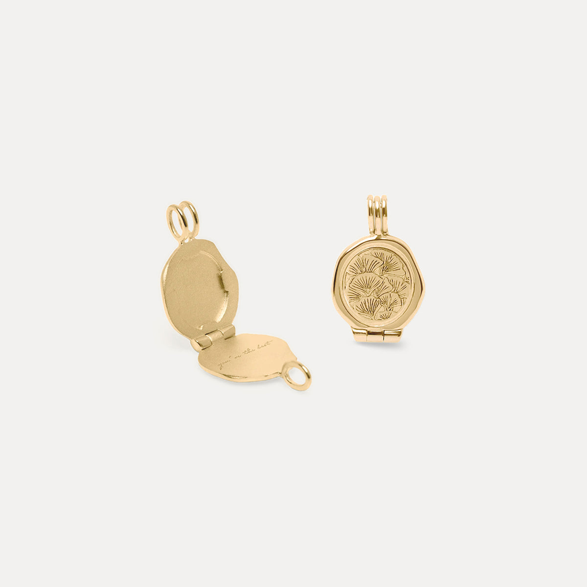 Nouveau Flower Seal Medaillon Anhänger 14k Massivgold