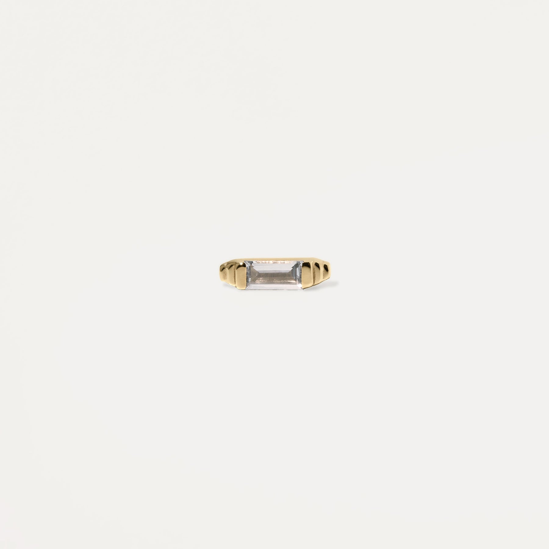 Weißer Beryll Retro Ohrstecker Ohrringe - Single | 585 Gold