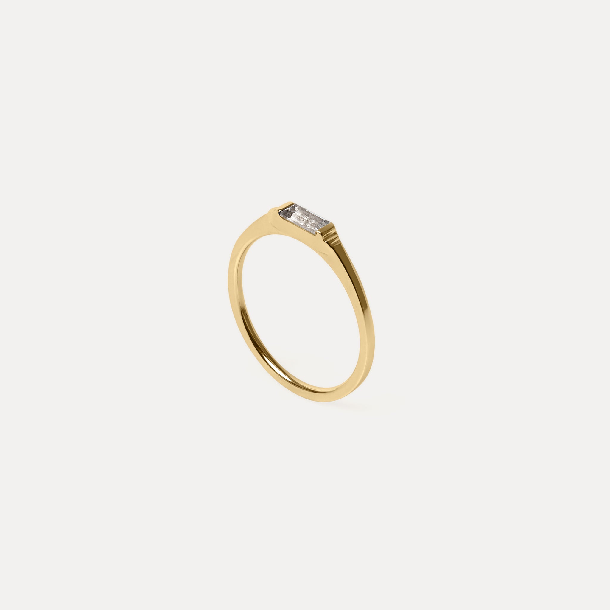 Weißer Beryll Retro Ring | 585 Gold