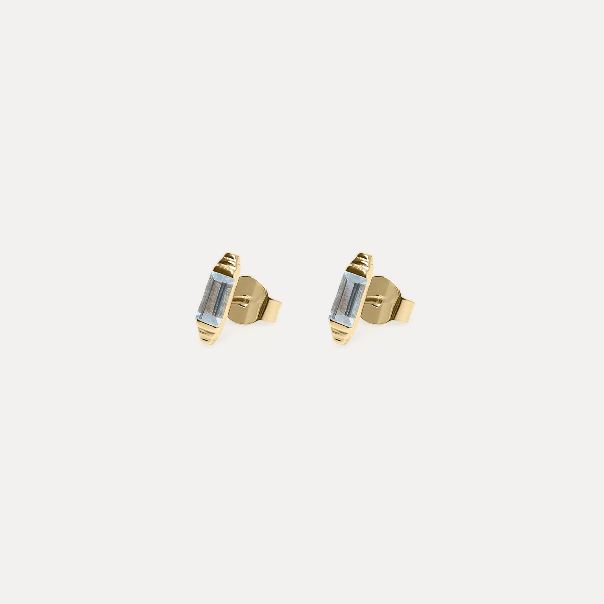 Aquamarin Retro Ohrstecker Ohrringe | 585 Gold