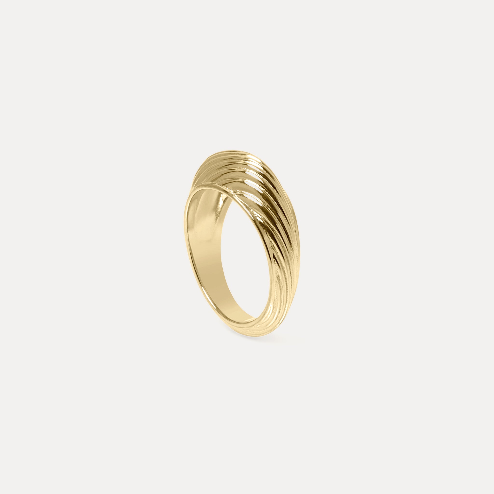 Ribbed Bombé Ring 14k Massivgold