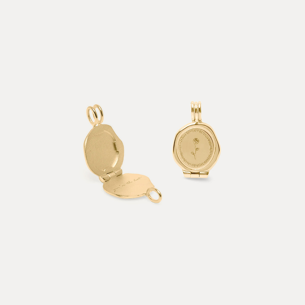 Rose Seal Medaillon Anhänger 14k Massivgold