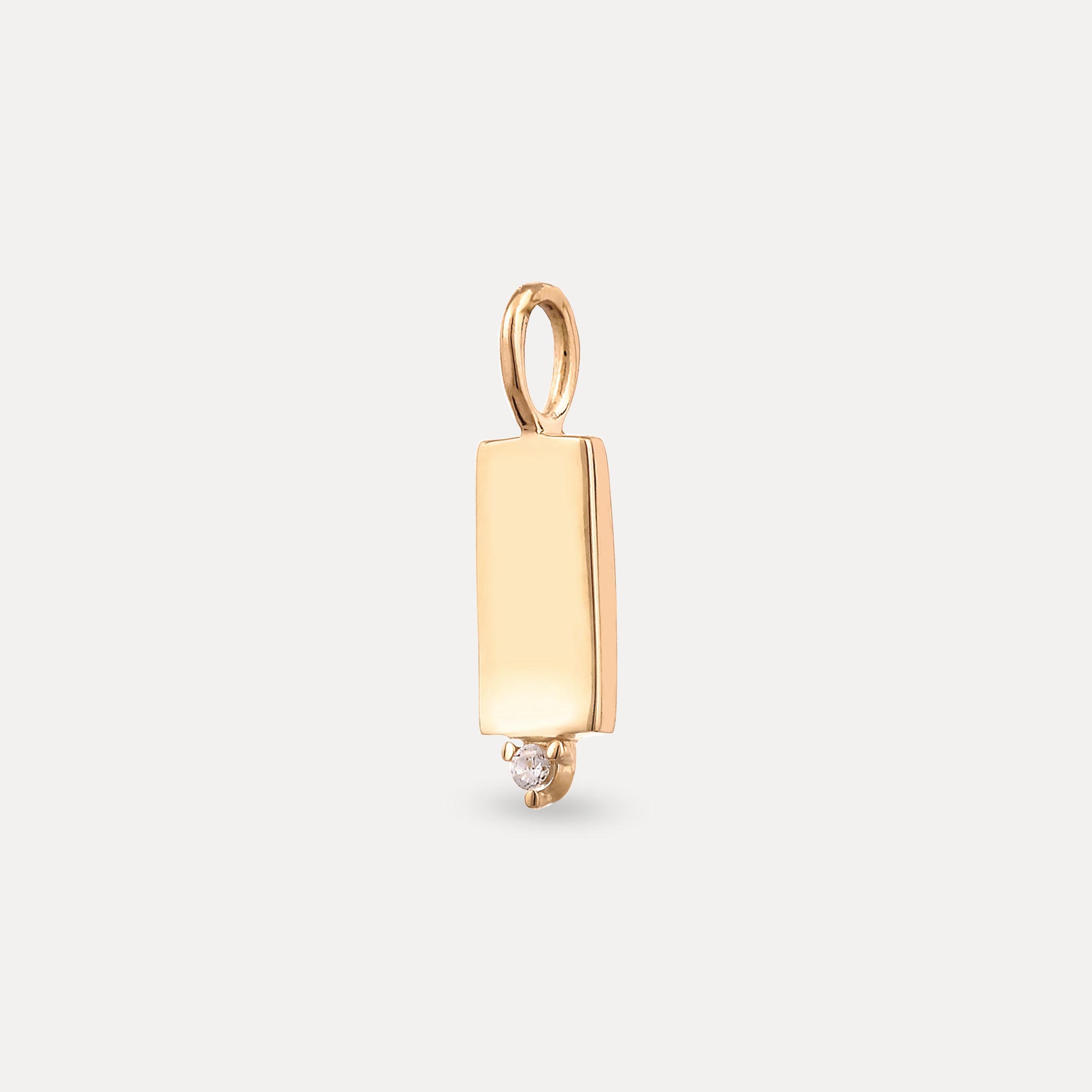 Saphir Engravable Brick Tag Anhänger | 585 Gold
