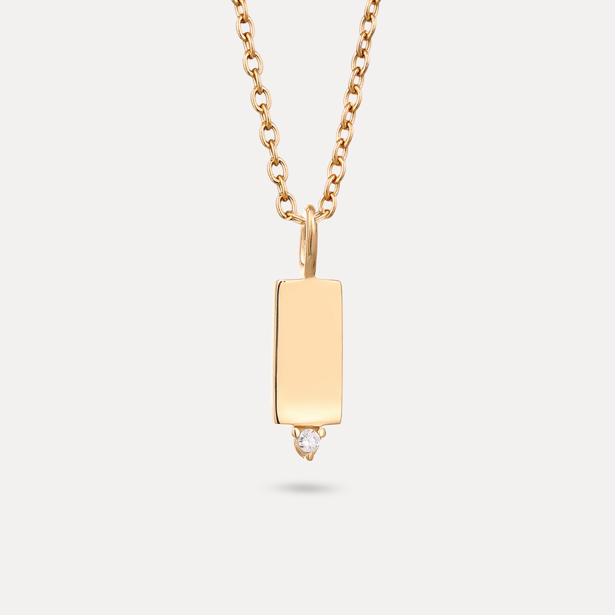 Saphir Engravable Brick Tag Anhänger | 585 Gold