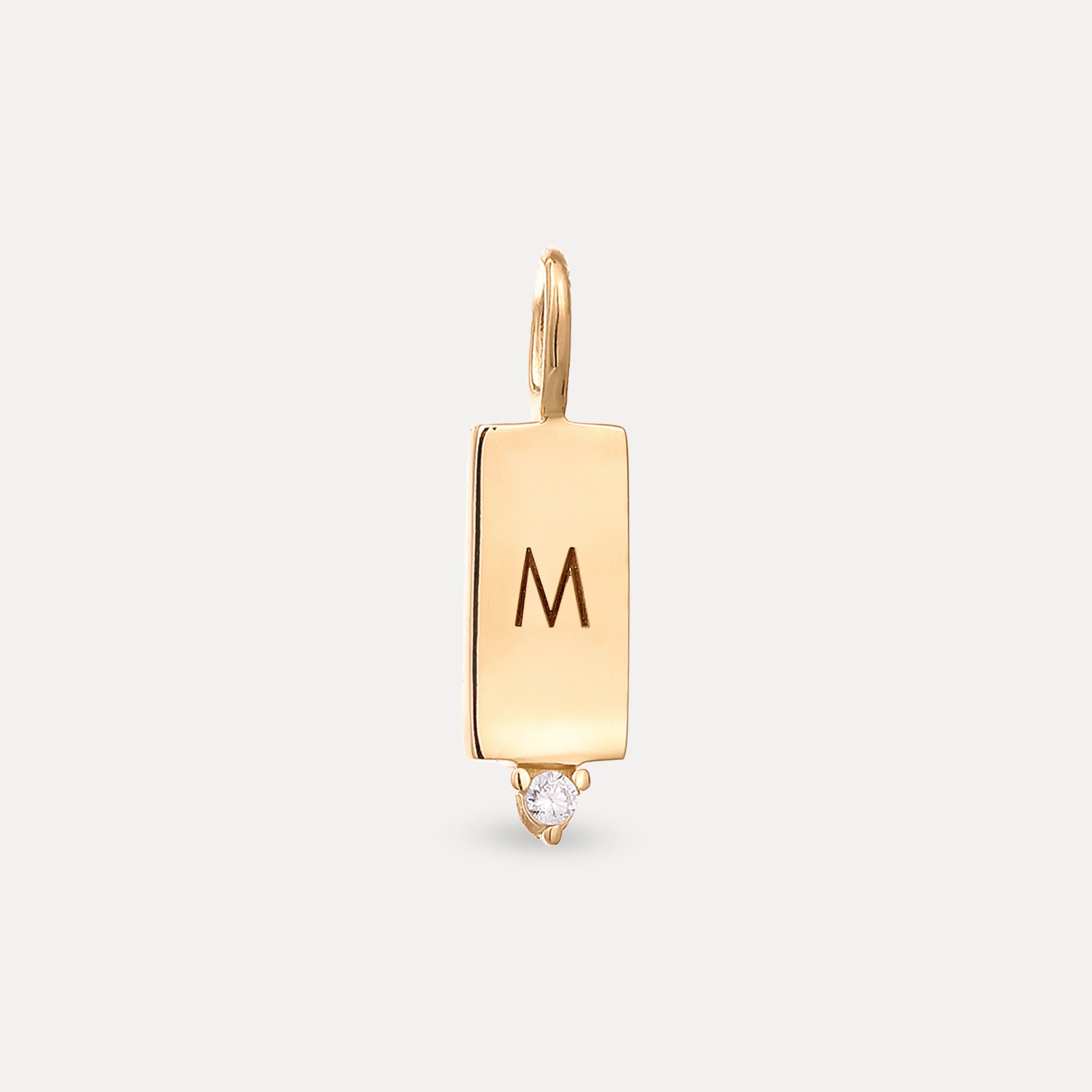 Saphir Engravable Brick Tag Anhänger | 585 Gold