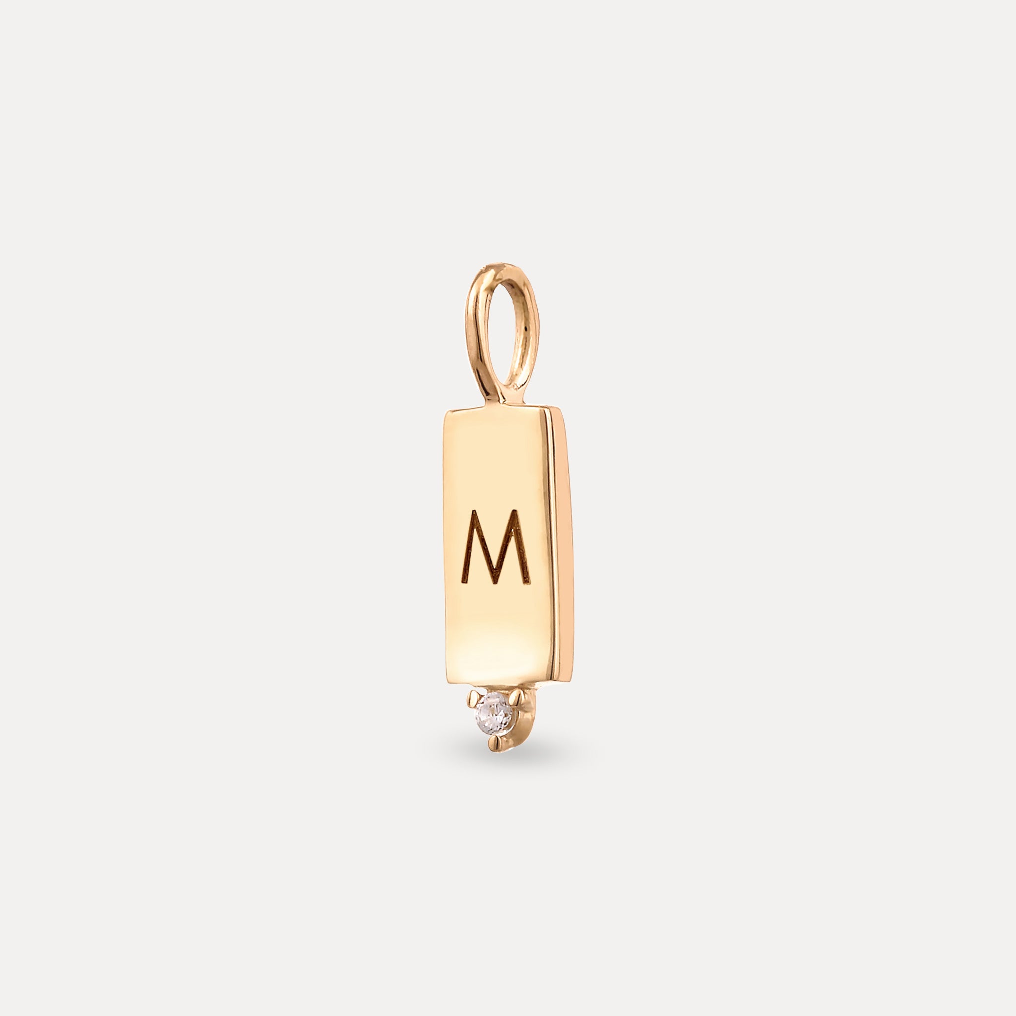 Saphir Engravable Brick Tag Anhänger | 585 Gold
