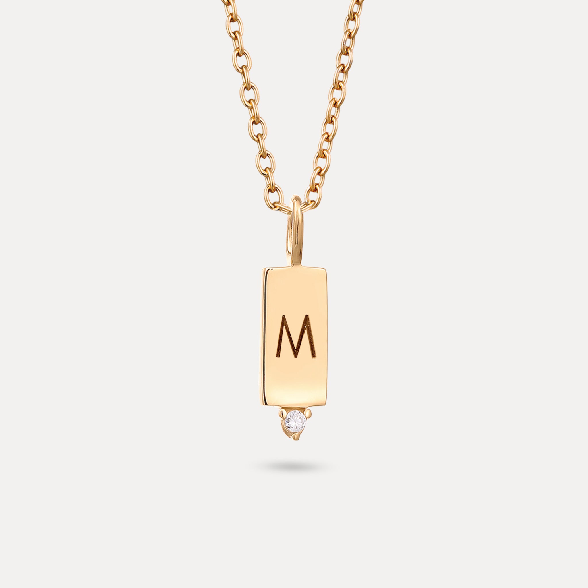 Saphir Engravable Brick Tag Anhänger | 585 Gold