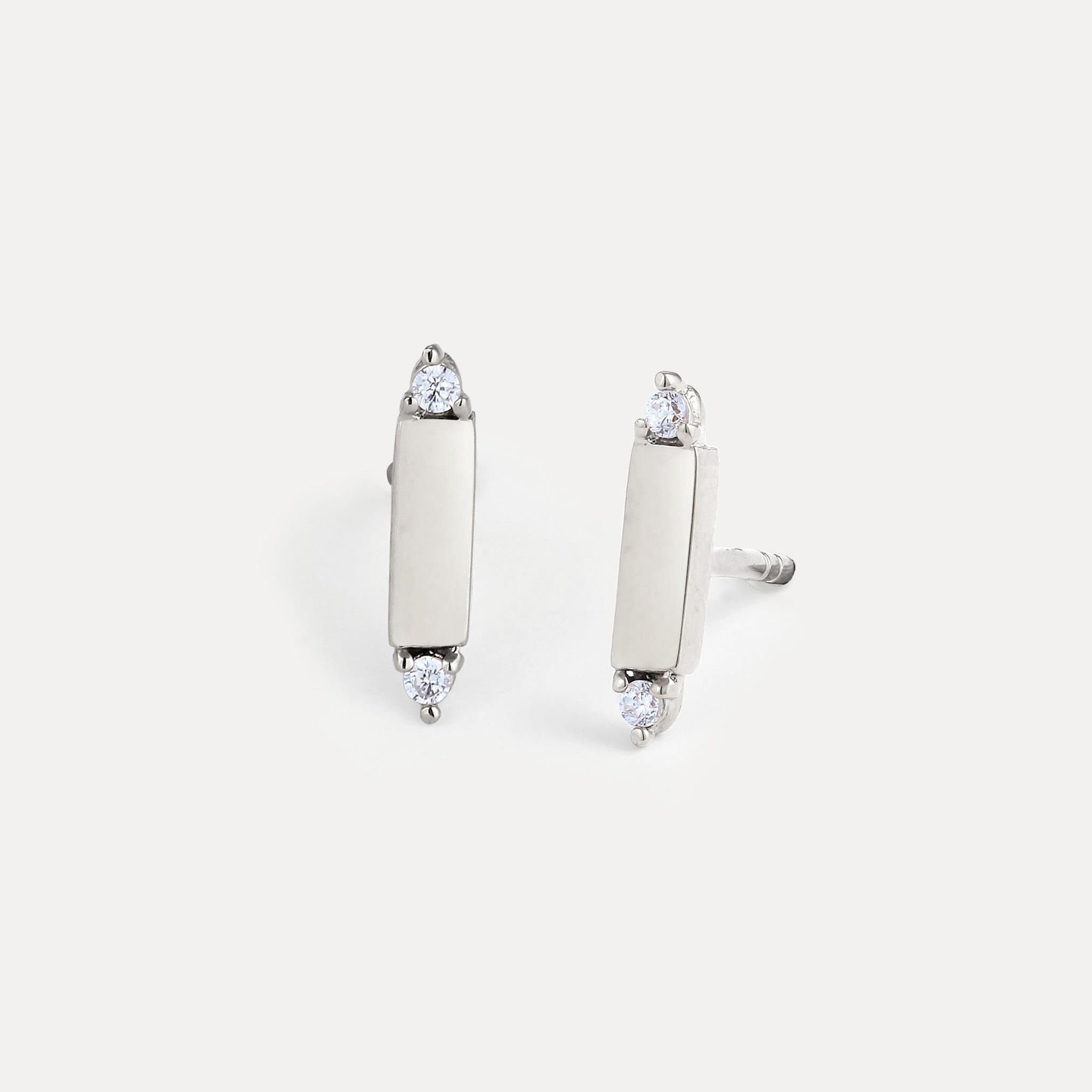 Saphir Brick Tag Ohrstecker Ohrringe