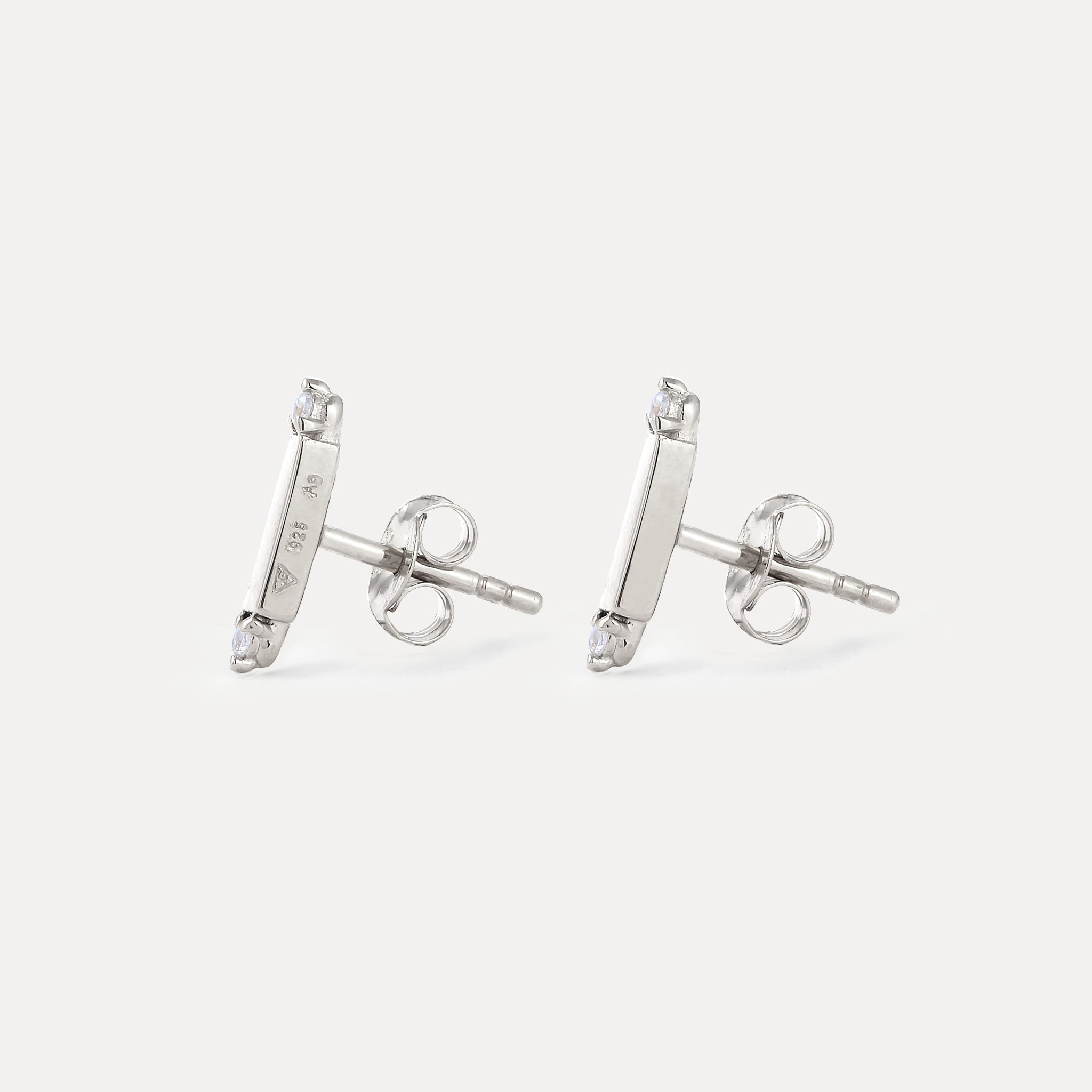 Saphir Brick Tag Ohrstecker Ohrringe