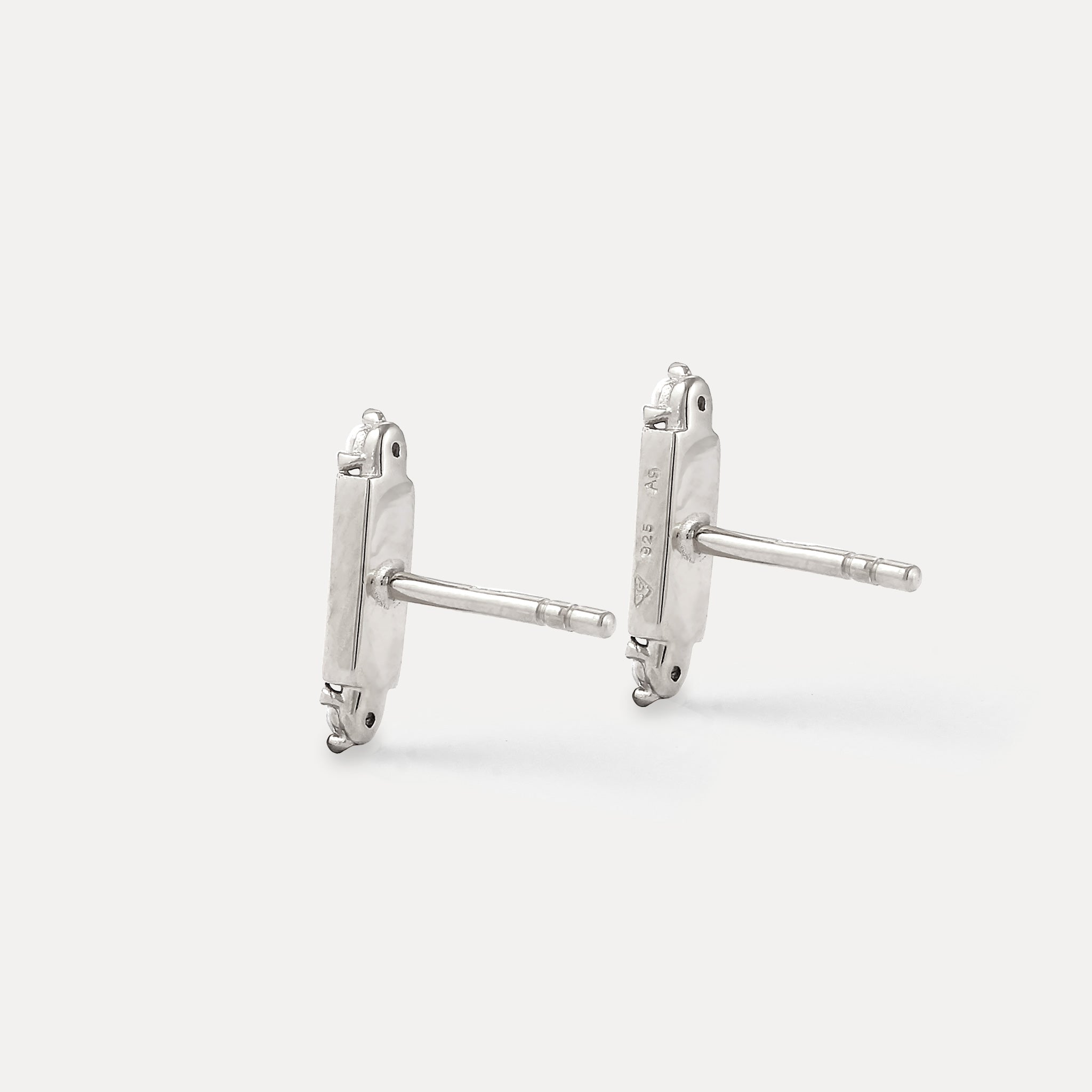 Saphir Brick Tag Ohrstecker Ohrringe