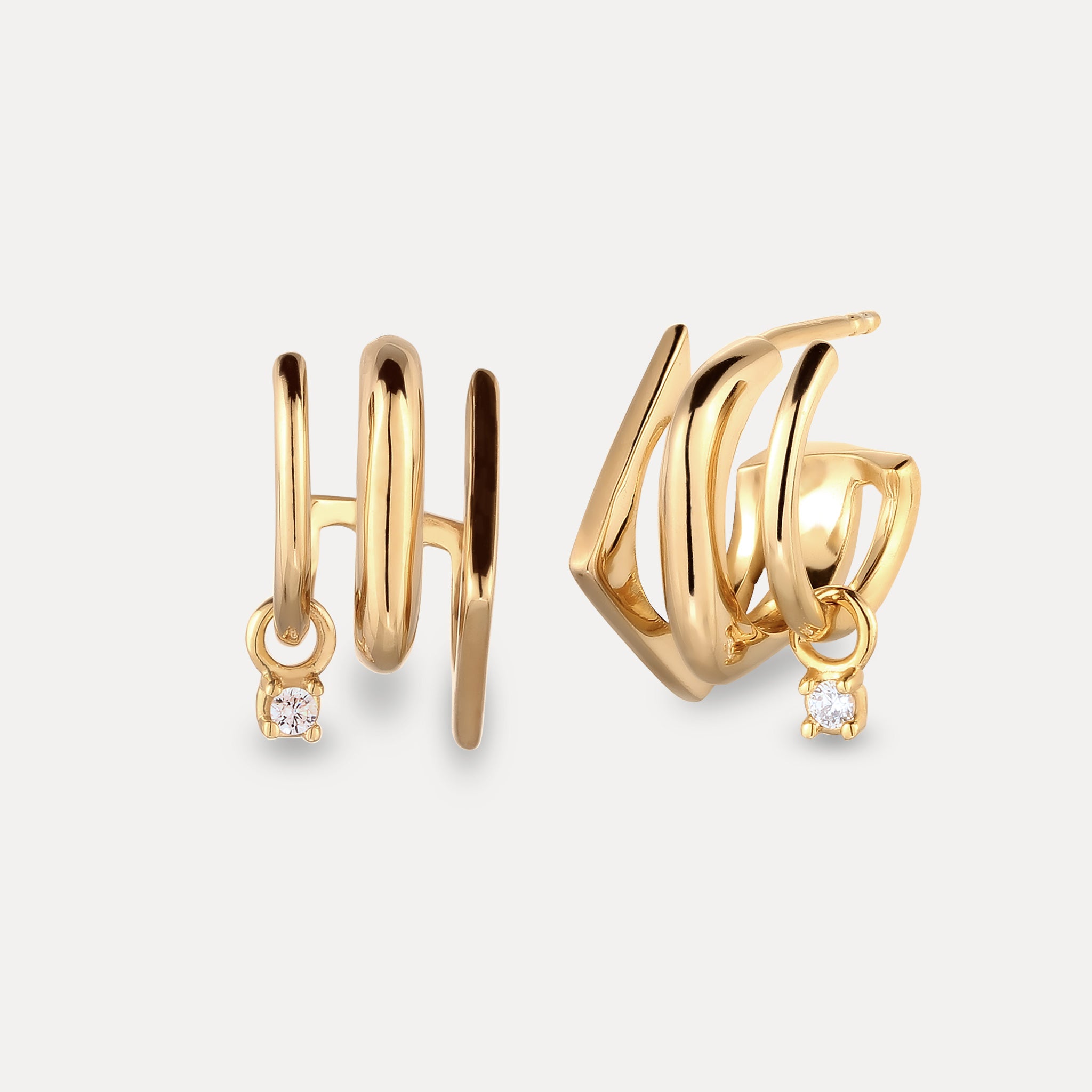 Saphir Triple Shape Huggie Ohrringe