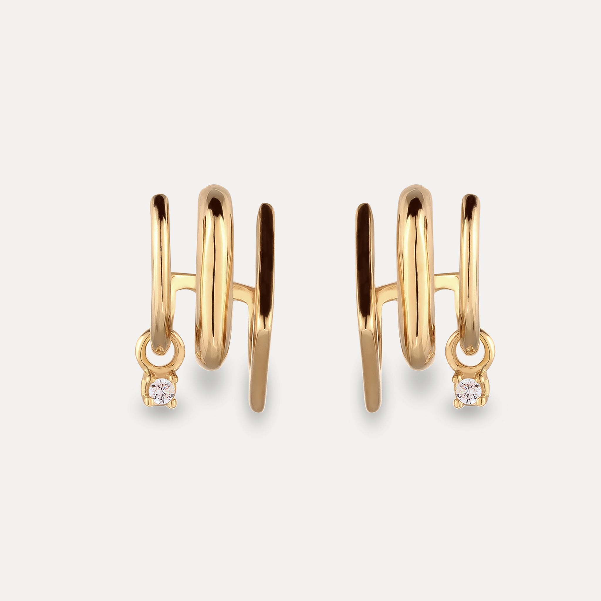 Saphir Triple Shape Huggie Ohrringe