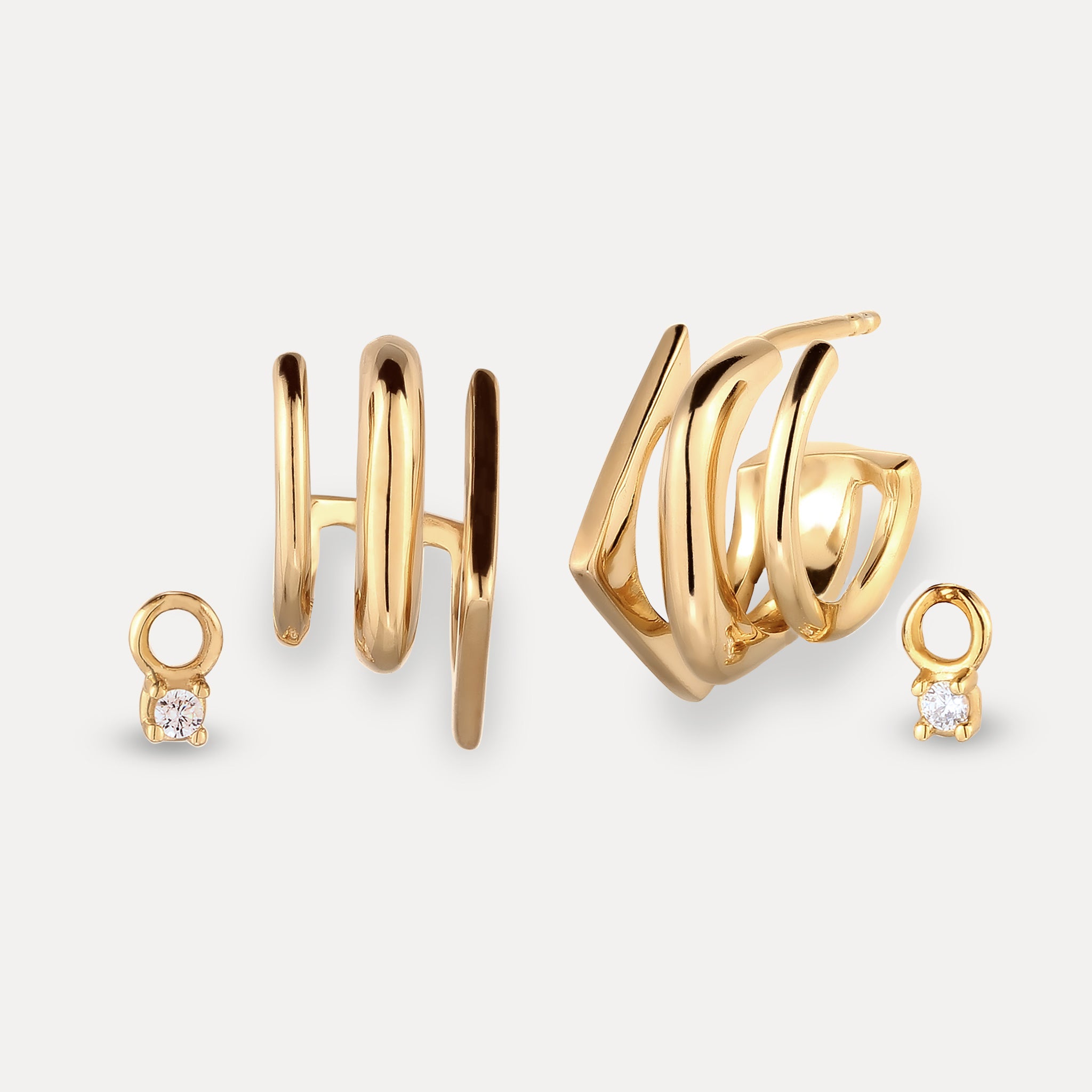 Saphir Triple Shape Huggie Ohrringe