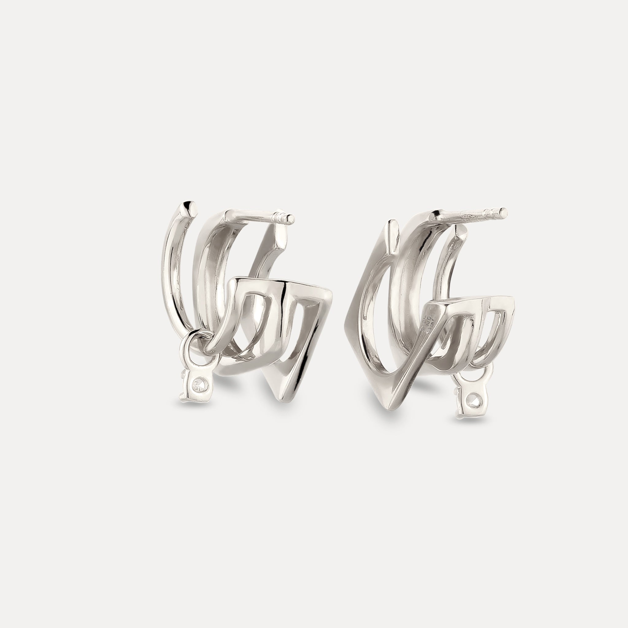 Saphir Triple Shape Huggie Ohrringe
