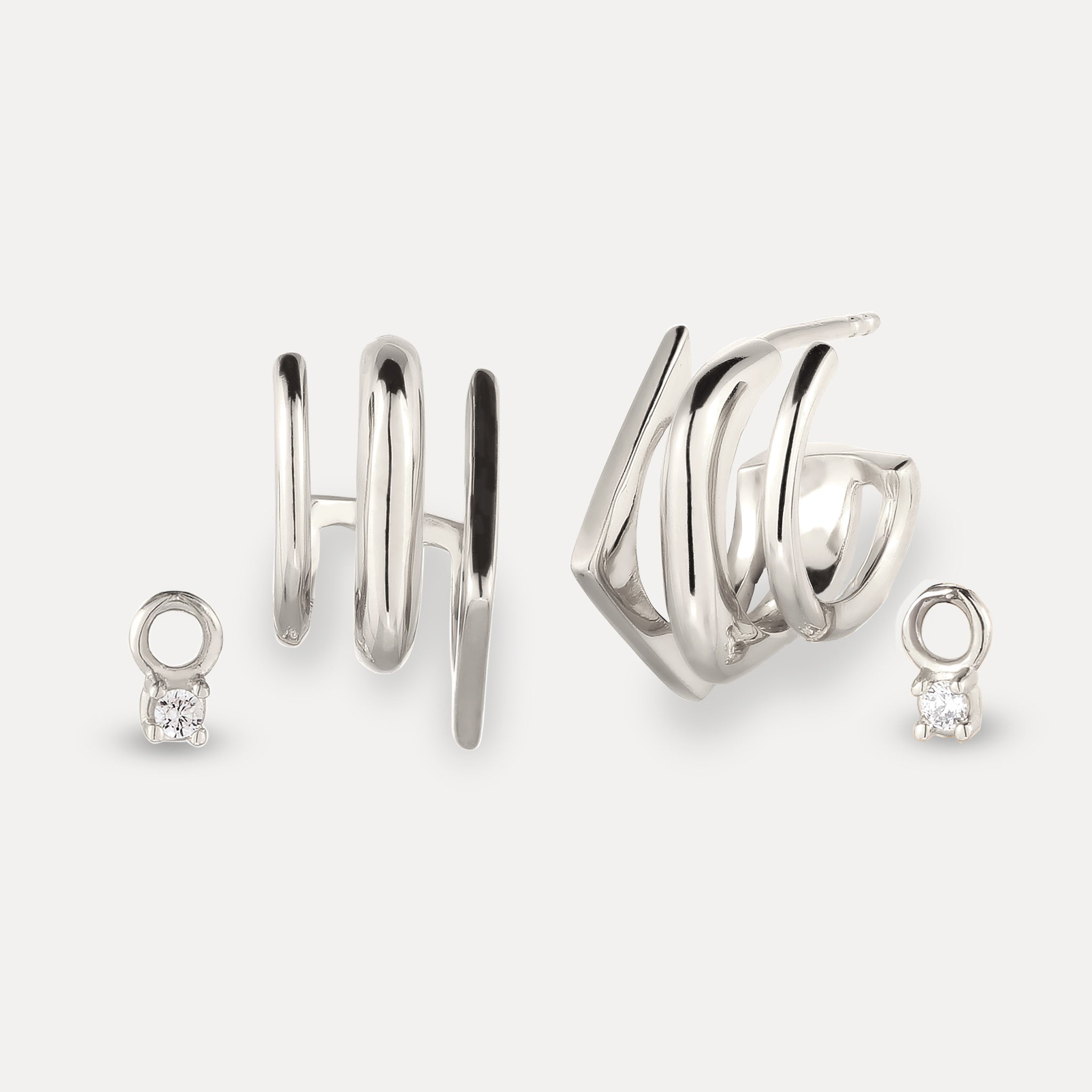 Saphir Triple Shape Huggie Ohrringe