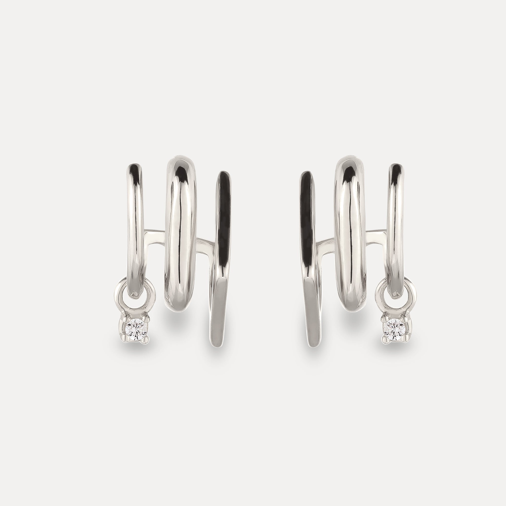 Saphir Triple Shape Huggie Ohrringe