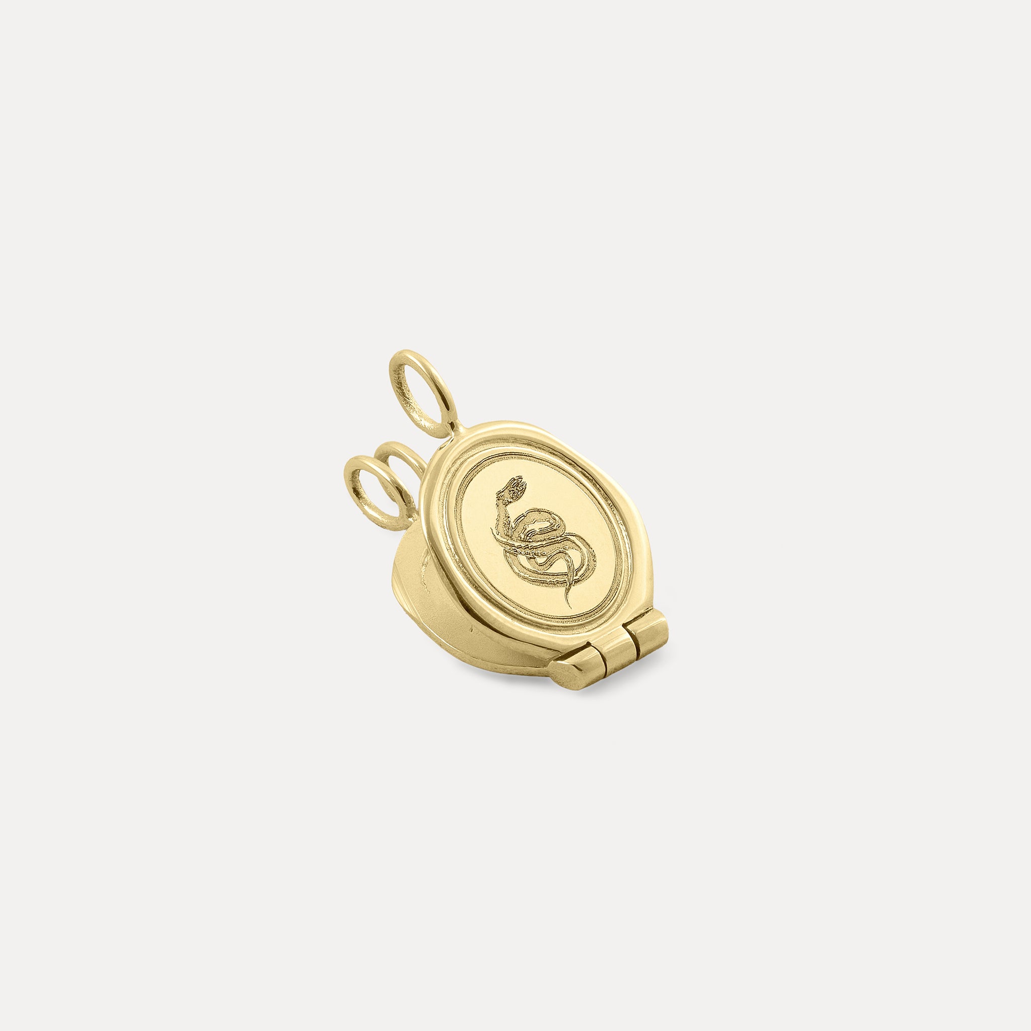 Snake Seal Medaillon Anhänger 14k Massivgold