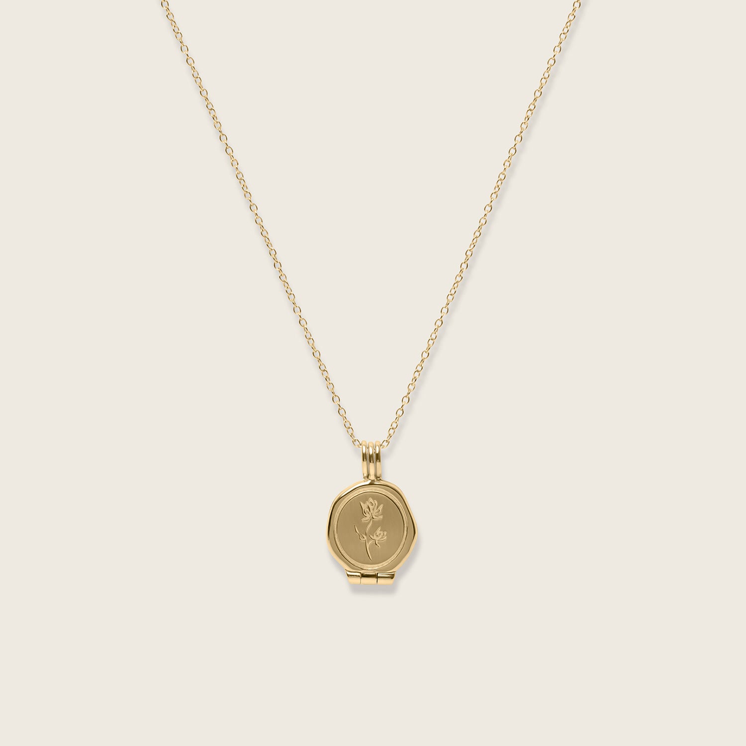 Floral Seal Medaillon Kette | 585 Gold