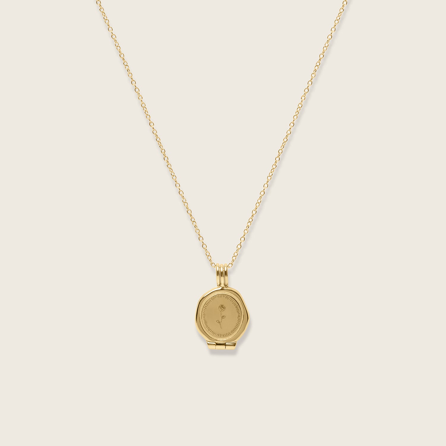 Rose Seal Medaillon Kette | 585 Gold