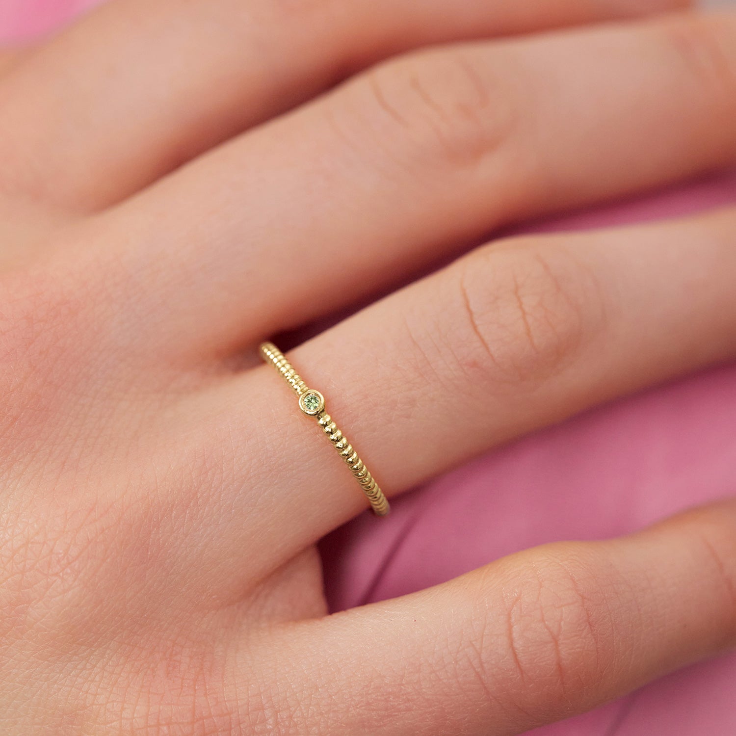 Minz-Grossular-Granat Snake Tail Solitaire Ring | 585 Gold