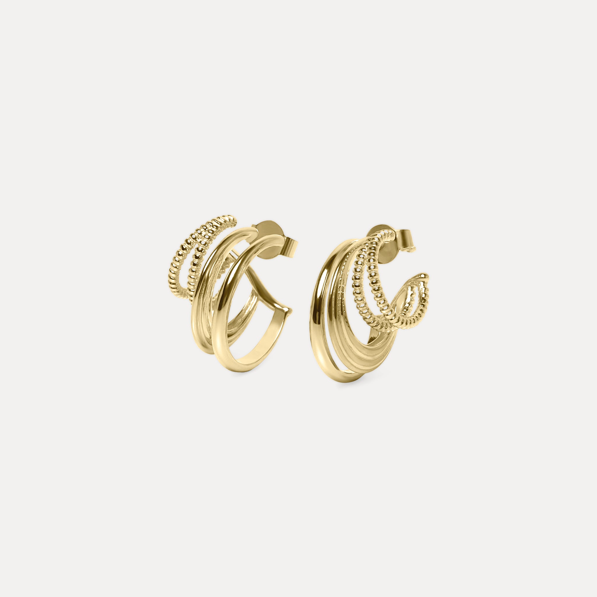 Snake Tail Triple Creolen Ohrringe | 585 Gold