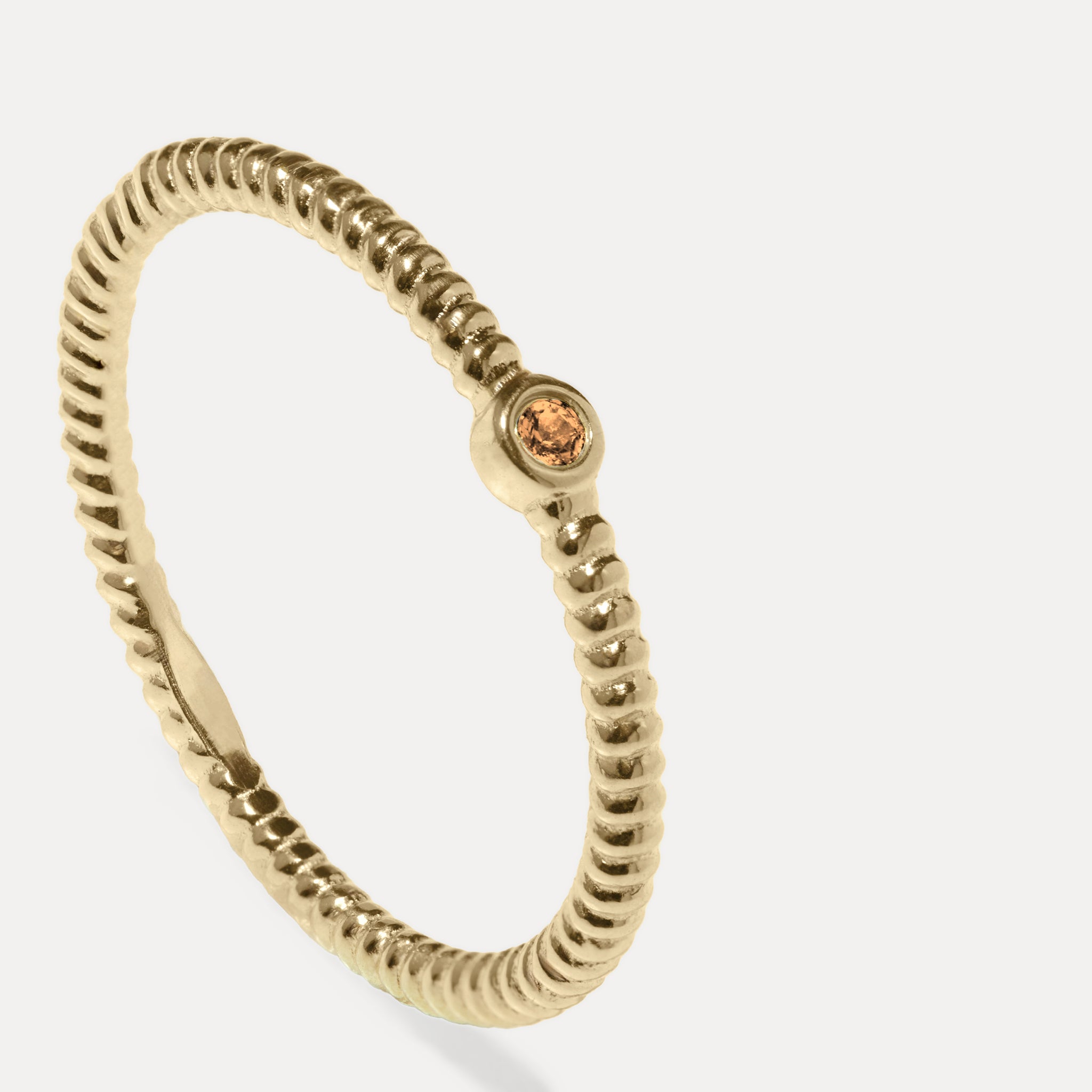 Snake Tail Solitaire Ring 14k Massivgold Mandarine