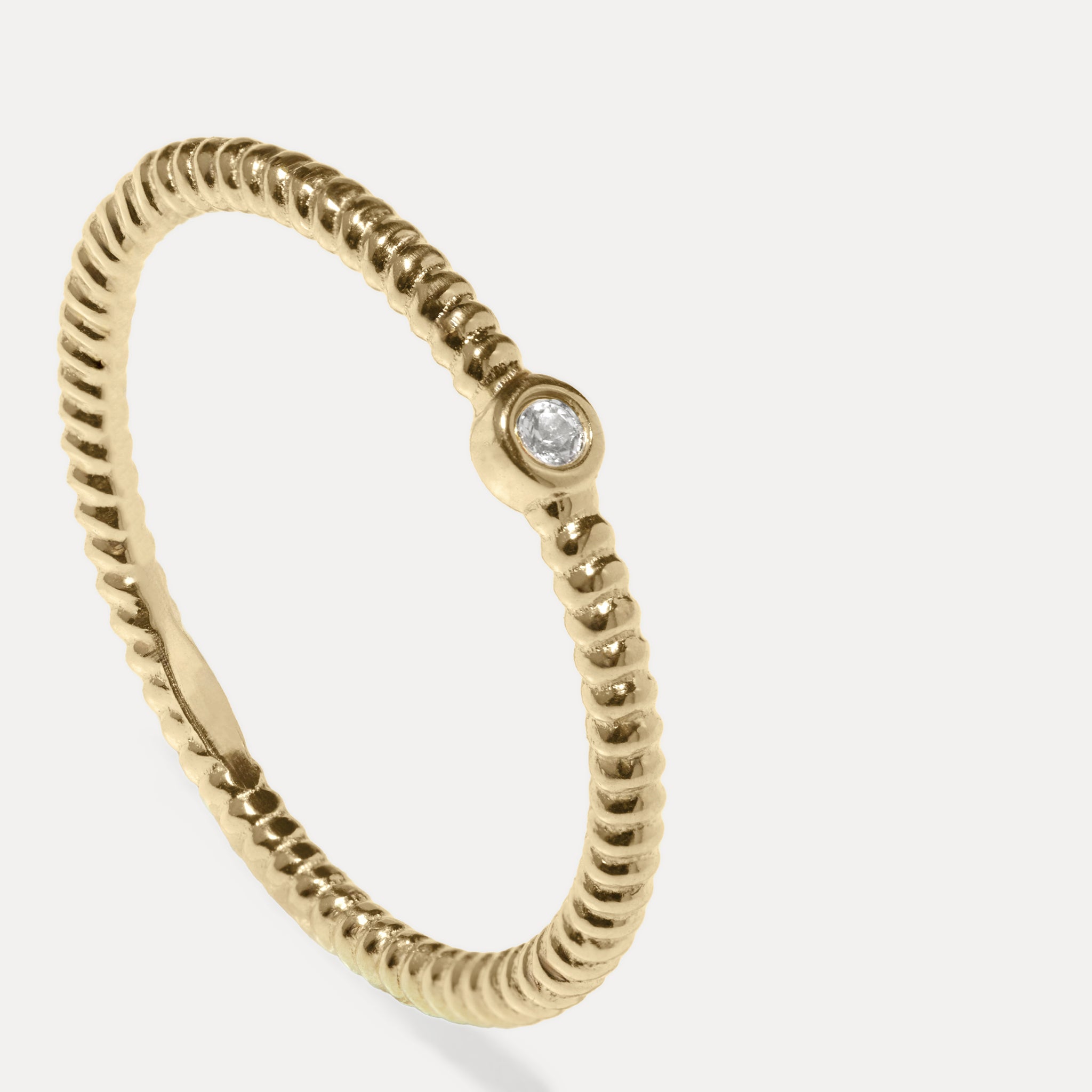 Weißer Saphir Snake Tail Solitär Ring | 585 Gold