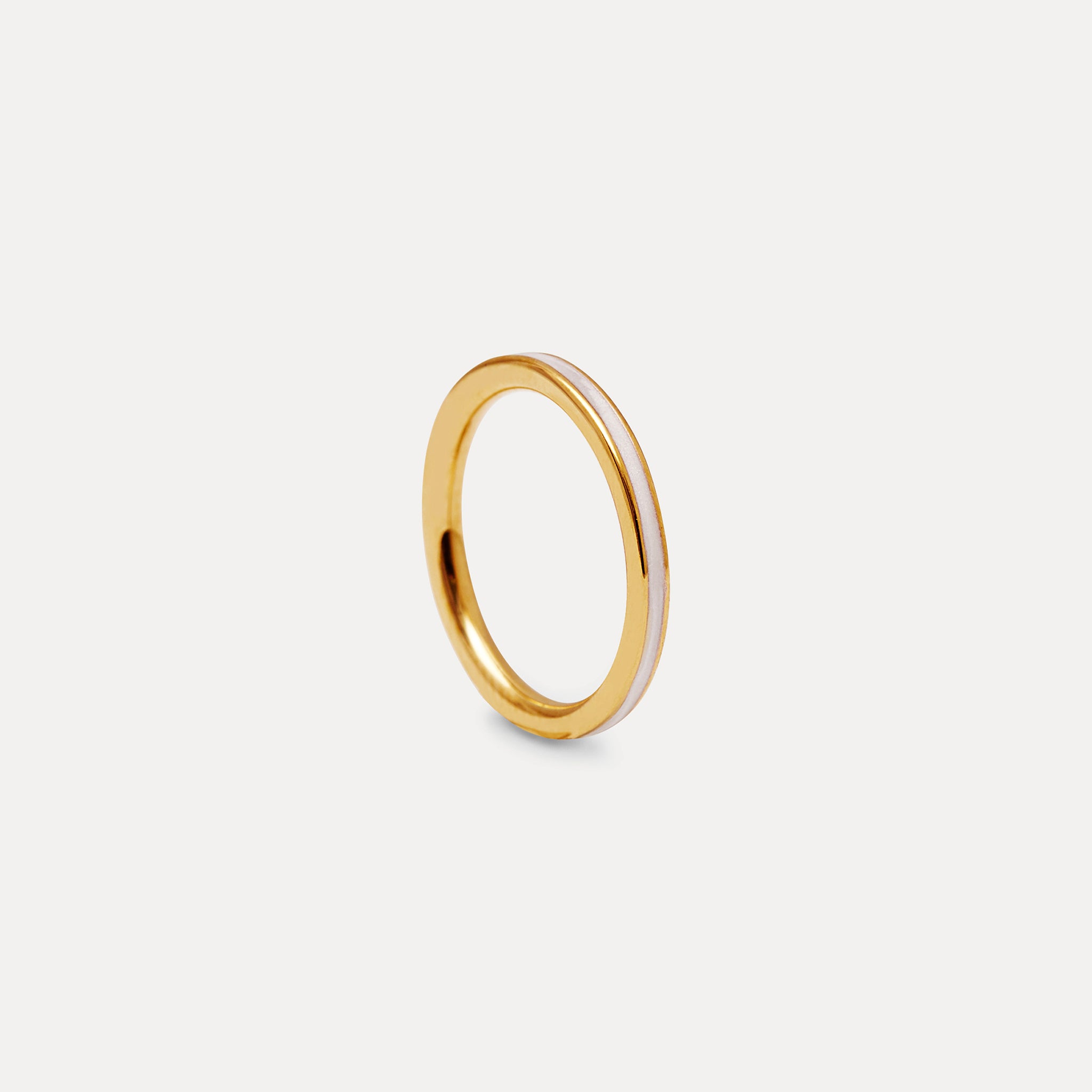 Perlenweiß Enamel Thin Ring
