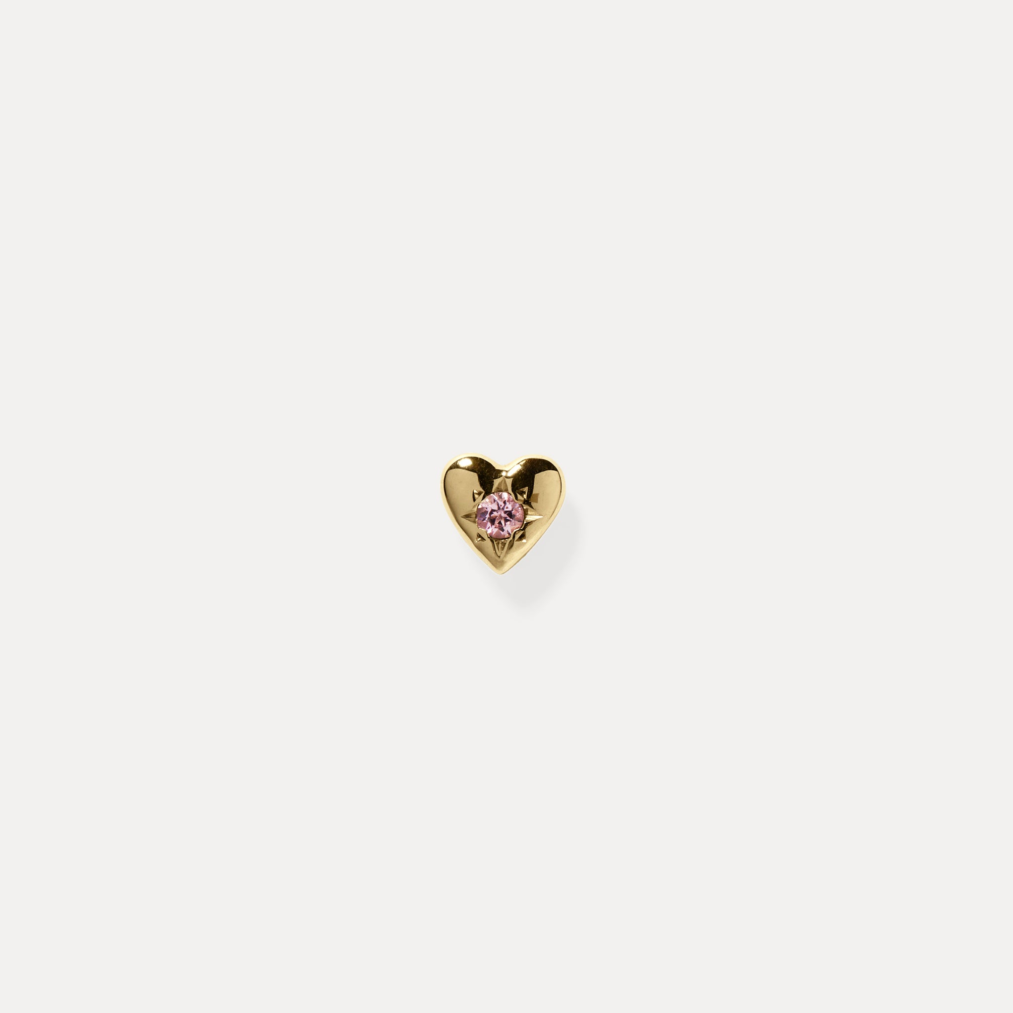 Rosa Turmalin Heart Ohrstecker Ohrringe - Single | 585 Gold