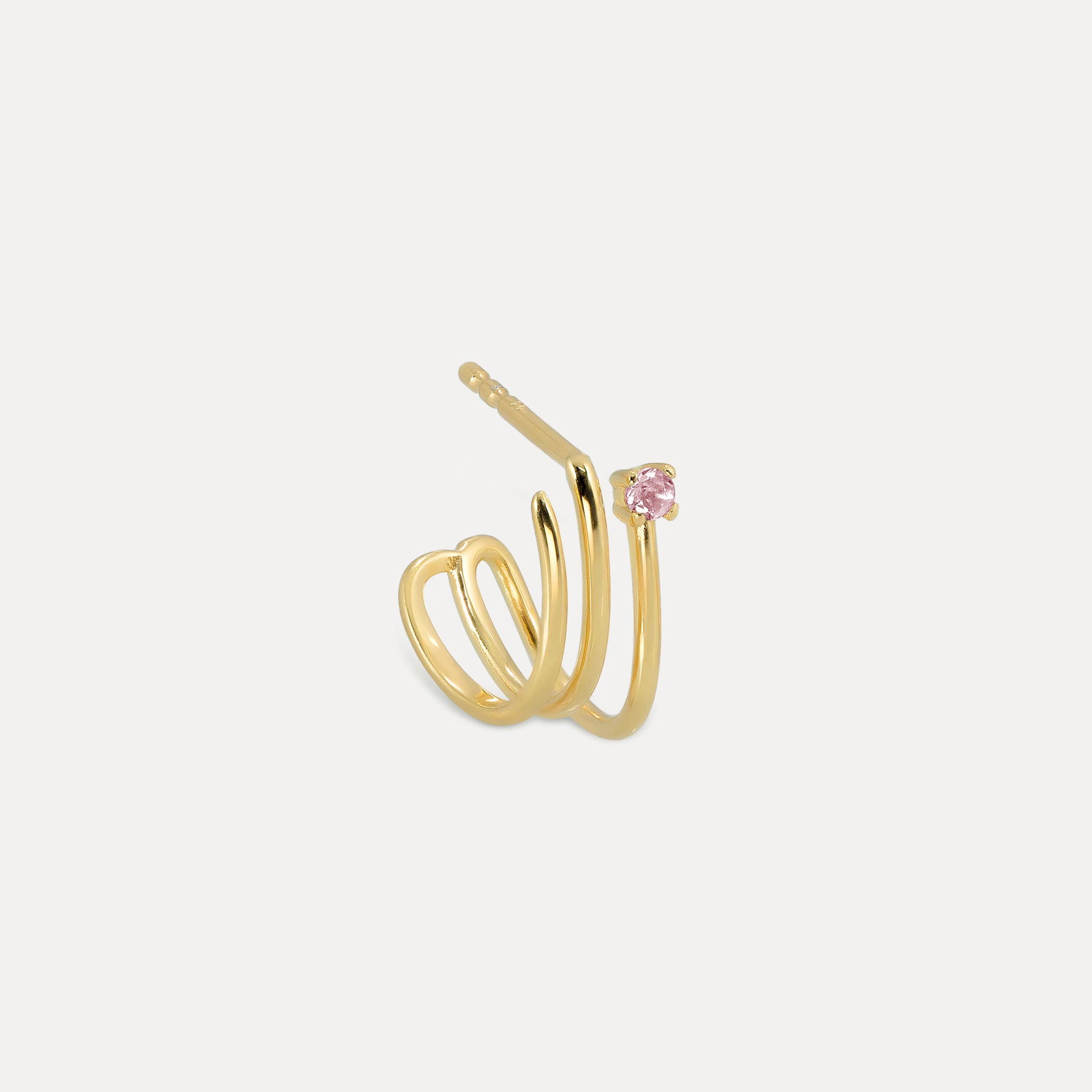 Rosa Turmalin Trine Huggies Ohrringe - Single | 585 Gold