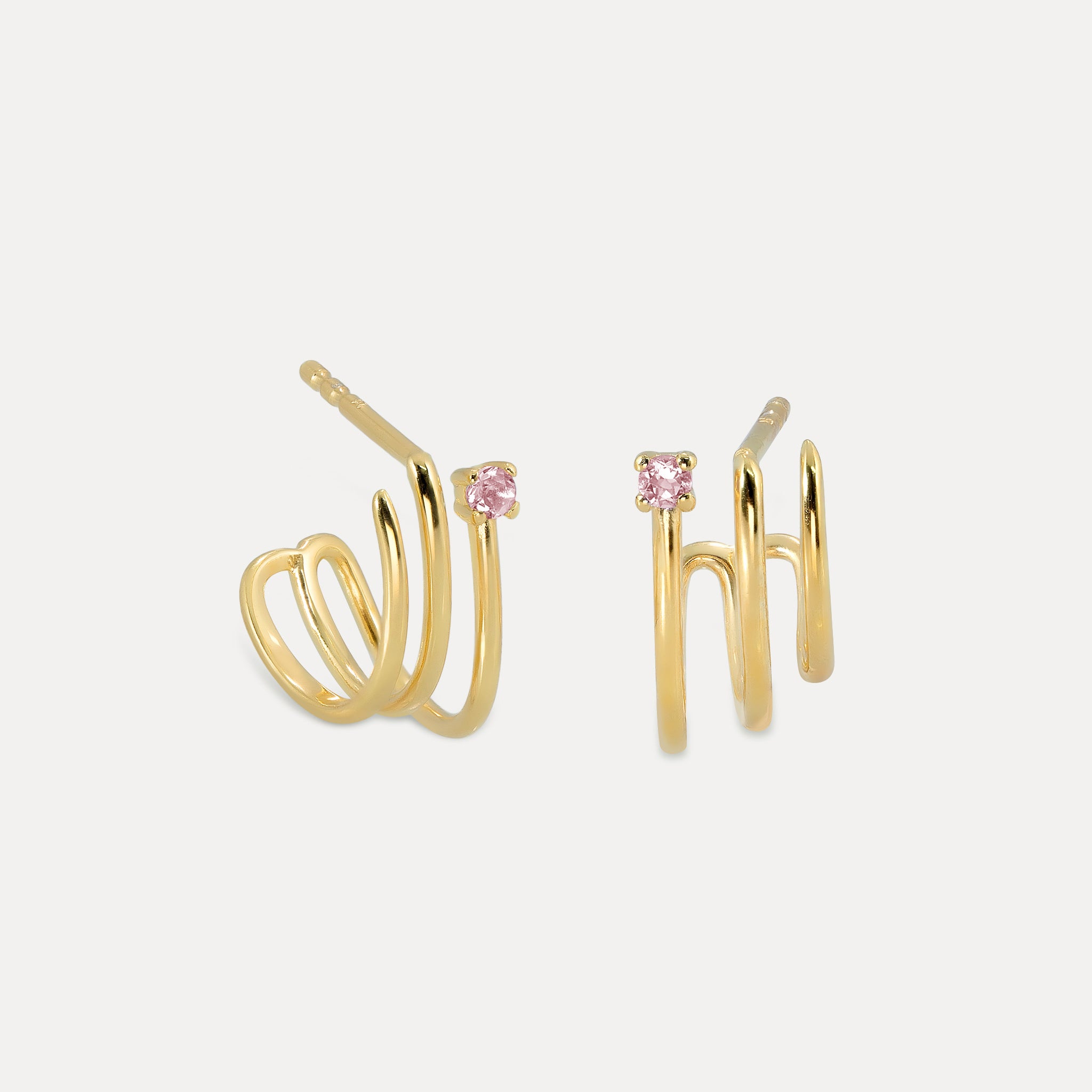 Rosa Turmalin Trine Huggies Ohrringe | 585 Gold