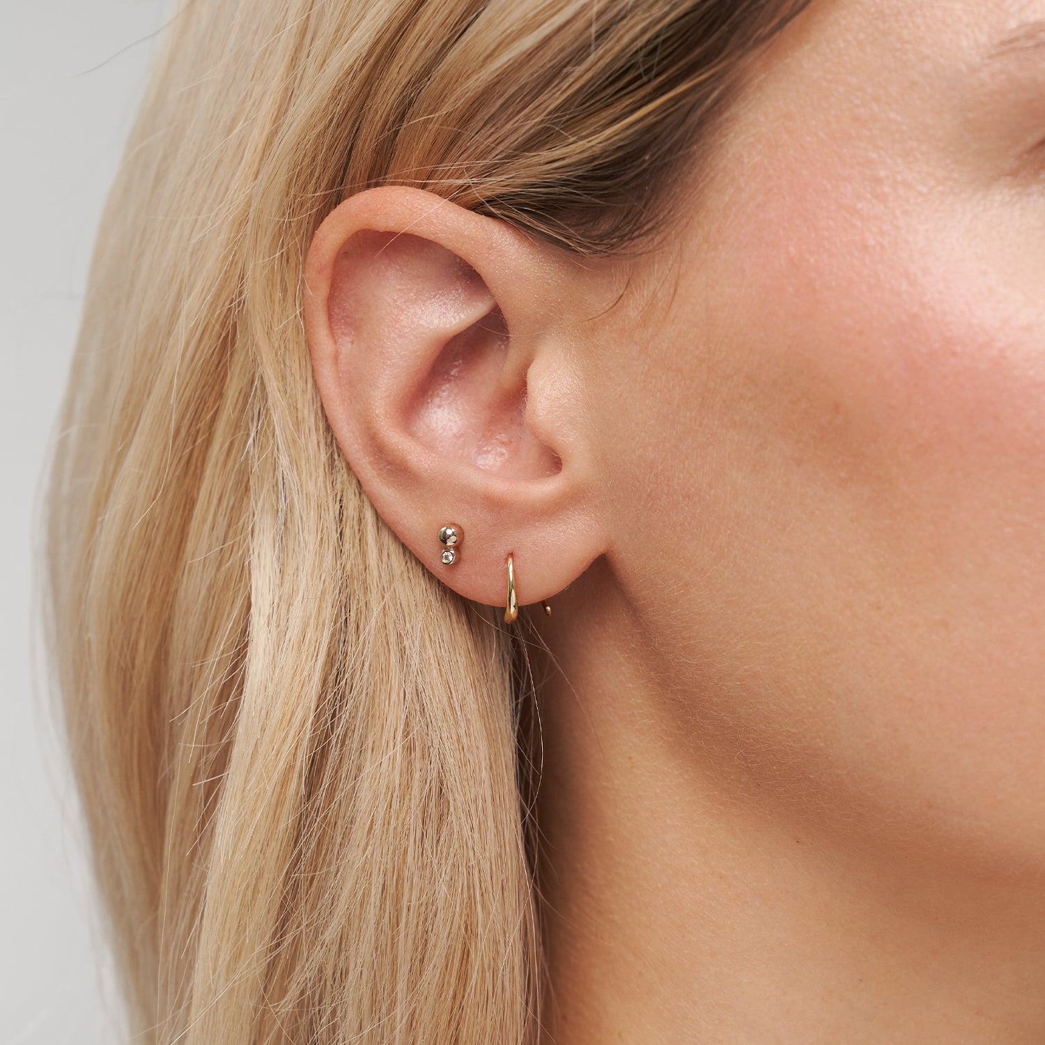 Weißer Saphir Two Dots Ohrstecker Ohrringe | 585 Gold