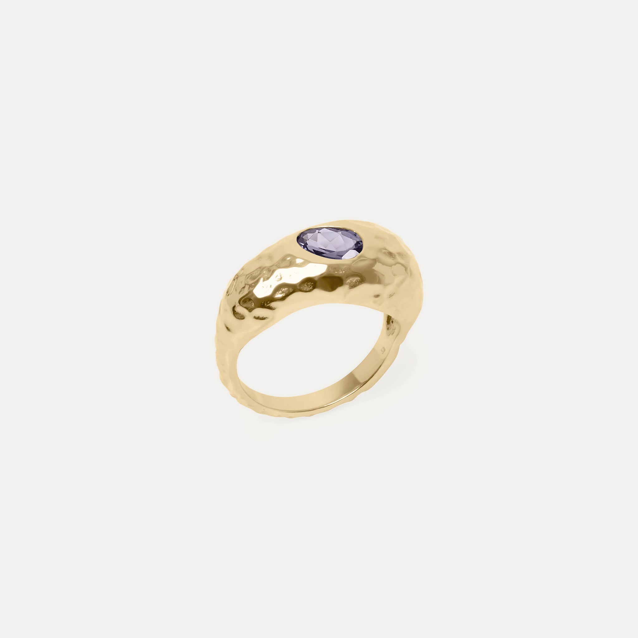 Violet Fizz Cocktail Ring Iolith 14k Massivgold