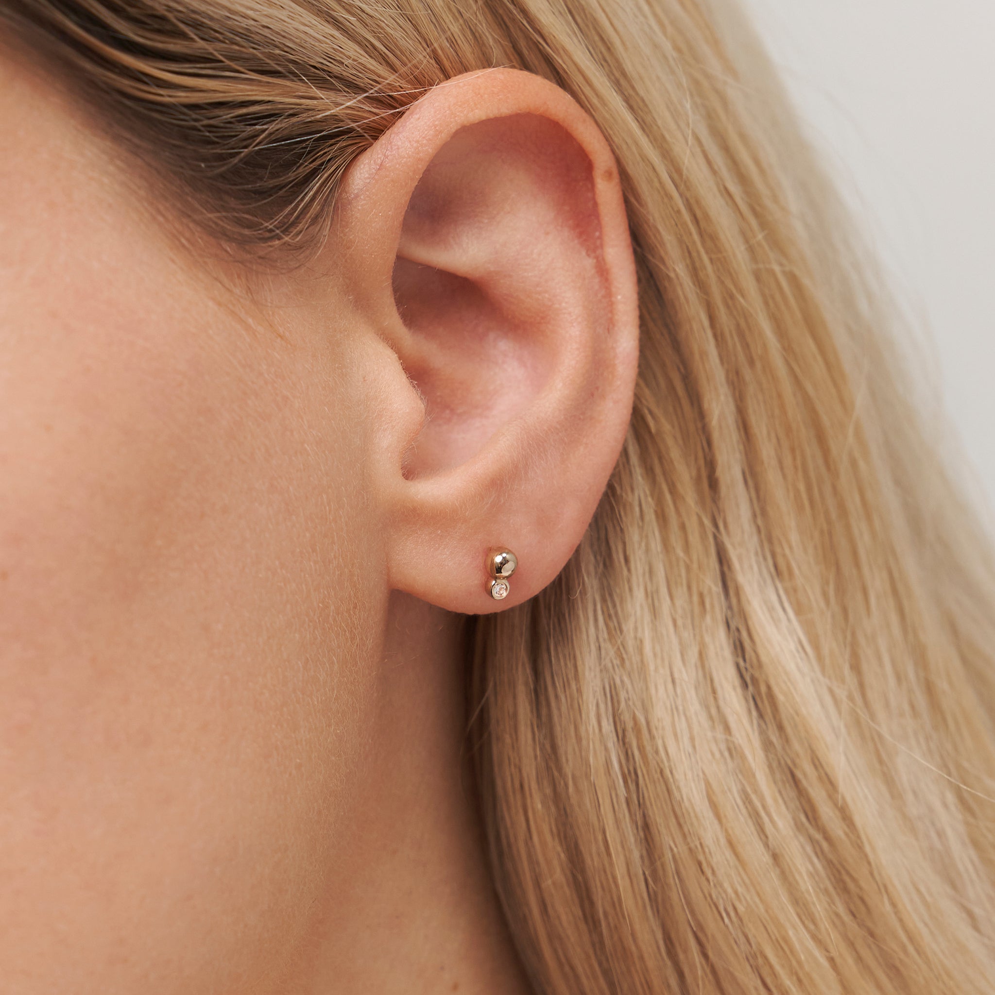 Weißer Saphir Two Dots Ohrstecker Ohrringe | 585 Gold