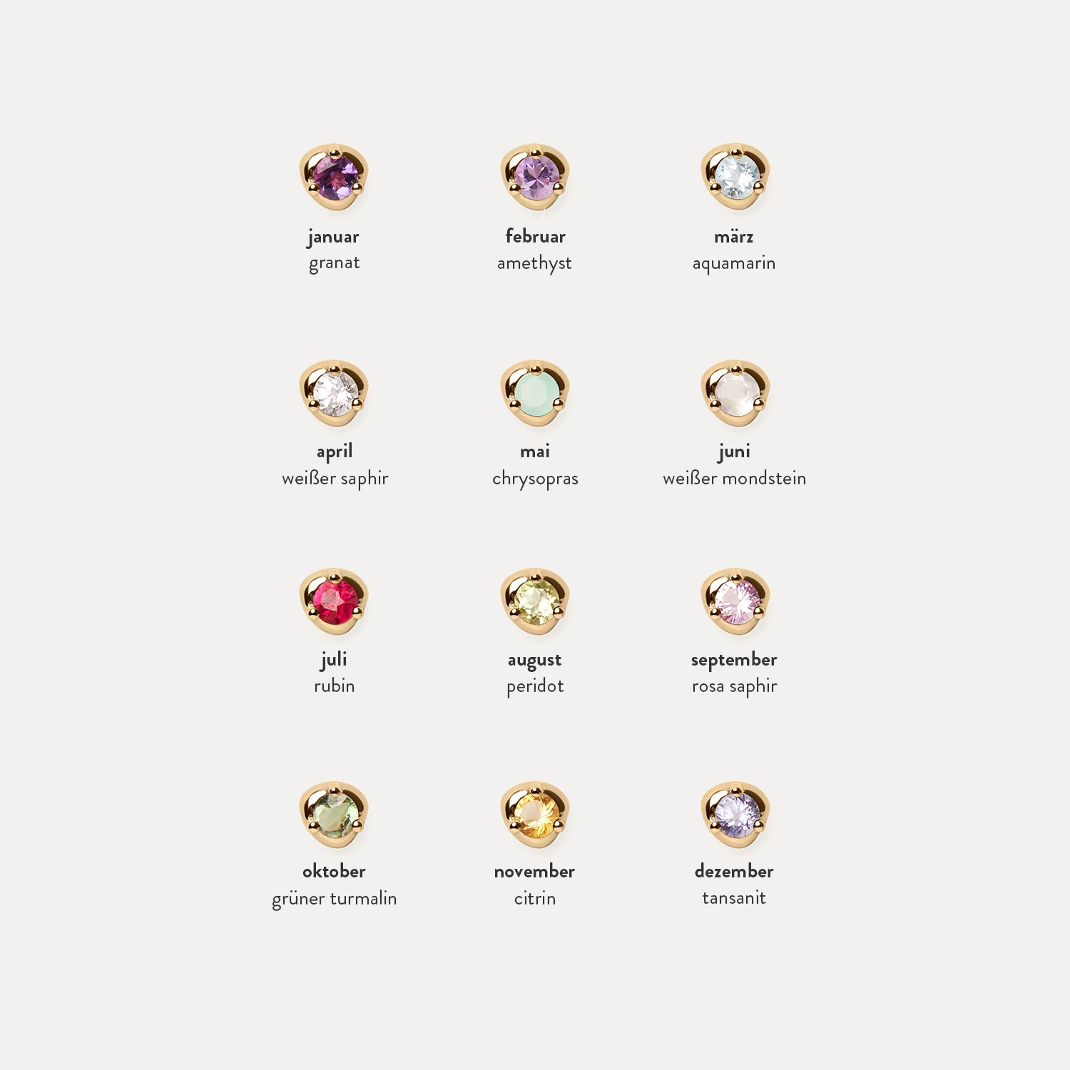 Mini Birthstone Ohrstecker Ohrringe - Single | 585 Gold