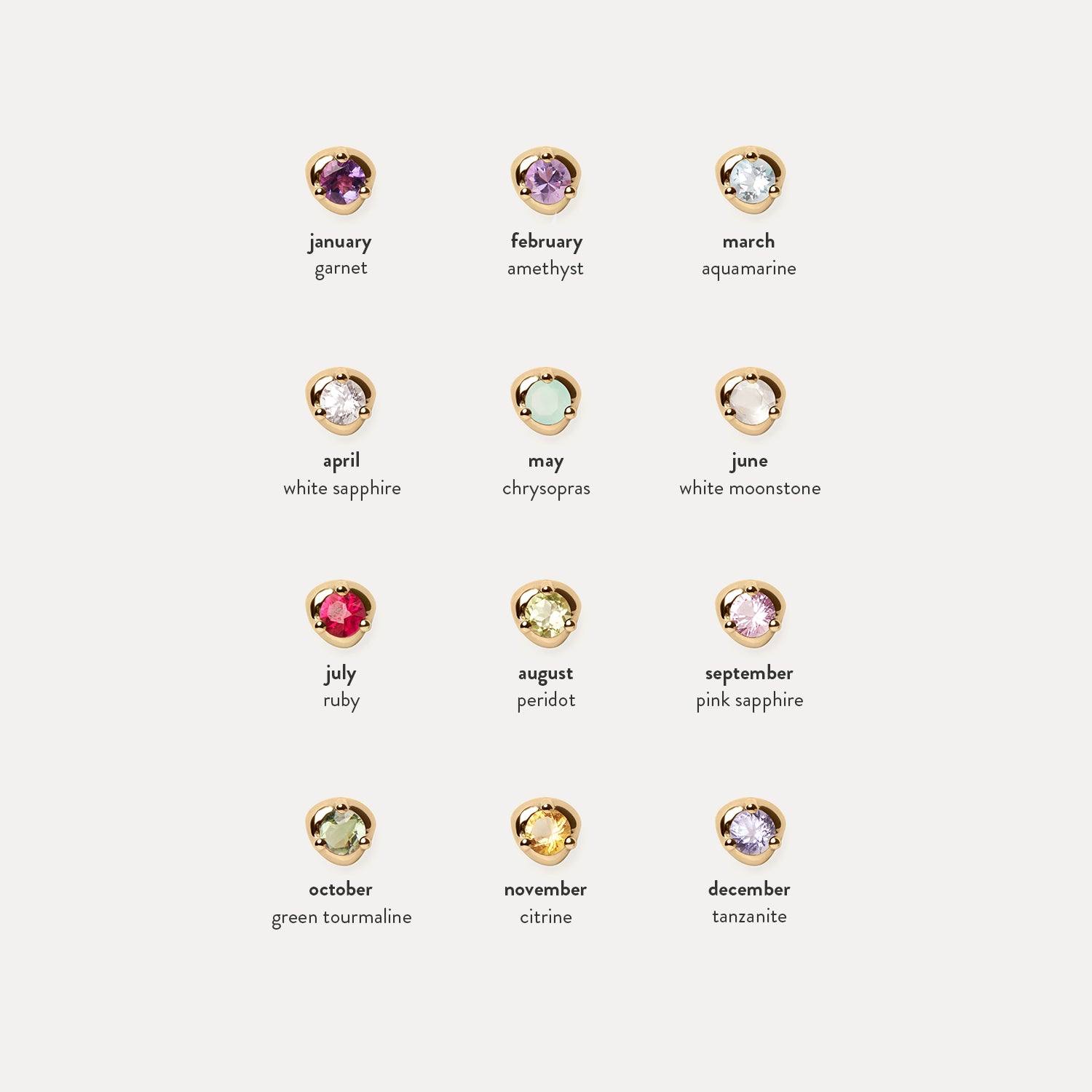 Mini Birthstone Ohrstecker Ohrringe - Single | 585 Gold
