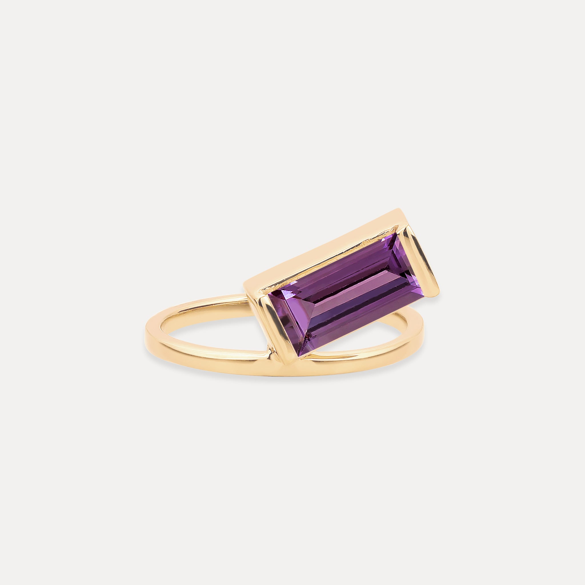 Amethyst Balance Baguette Ring | 585 Gold