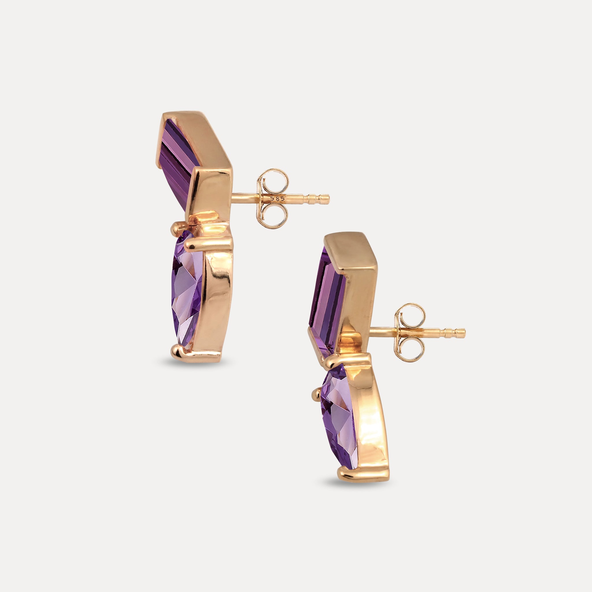 Amethyst Balance Dual Ohrstecker Ohrringe | 585 Gold