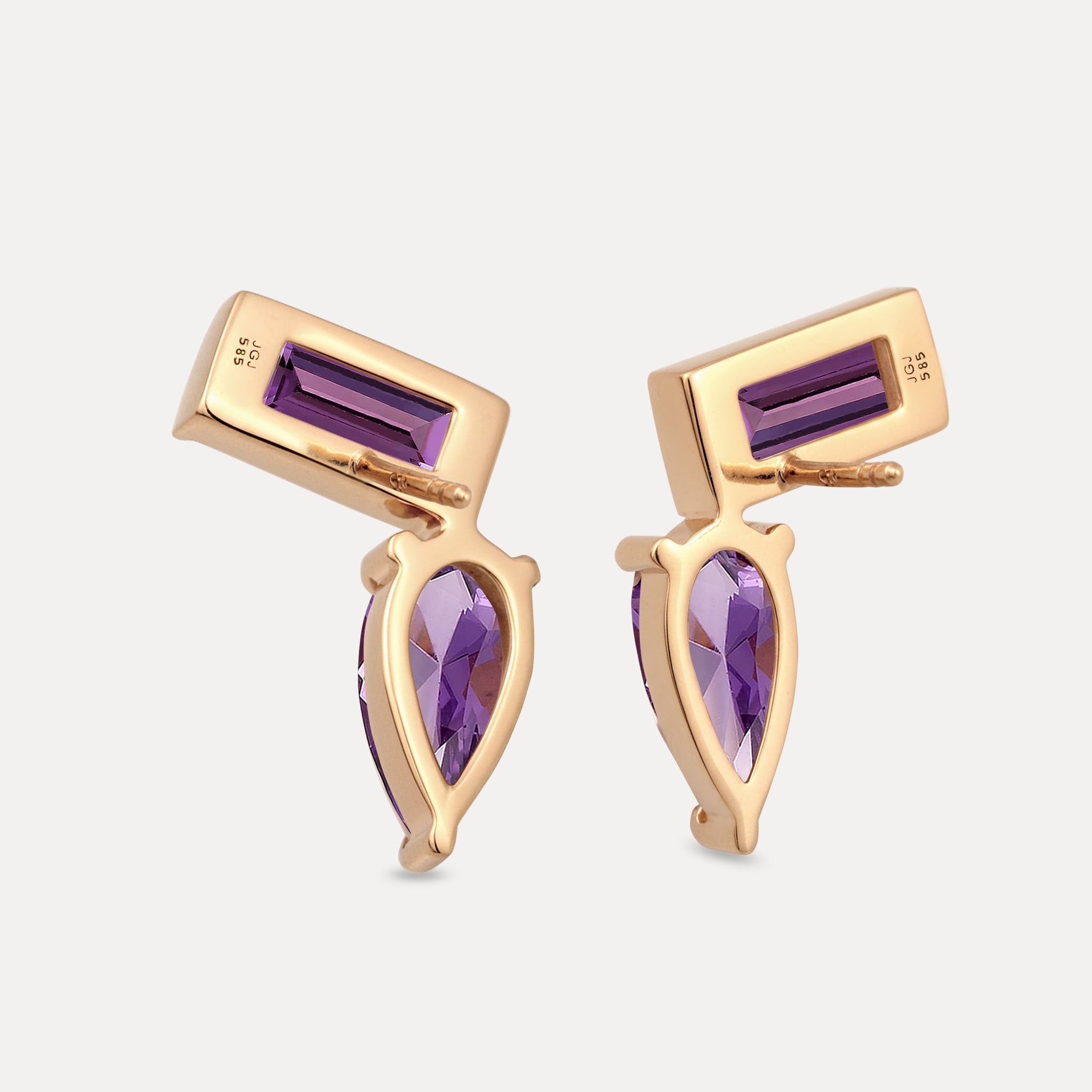 Amethyst Balance Dual Ohrstecker Ohrringe | 585 Gold